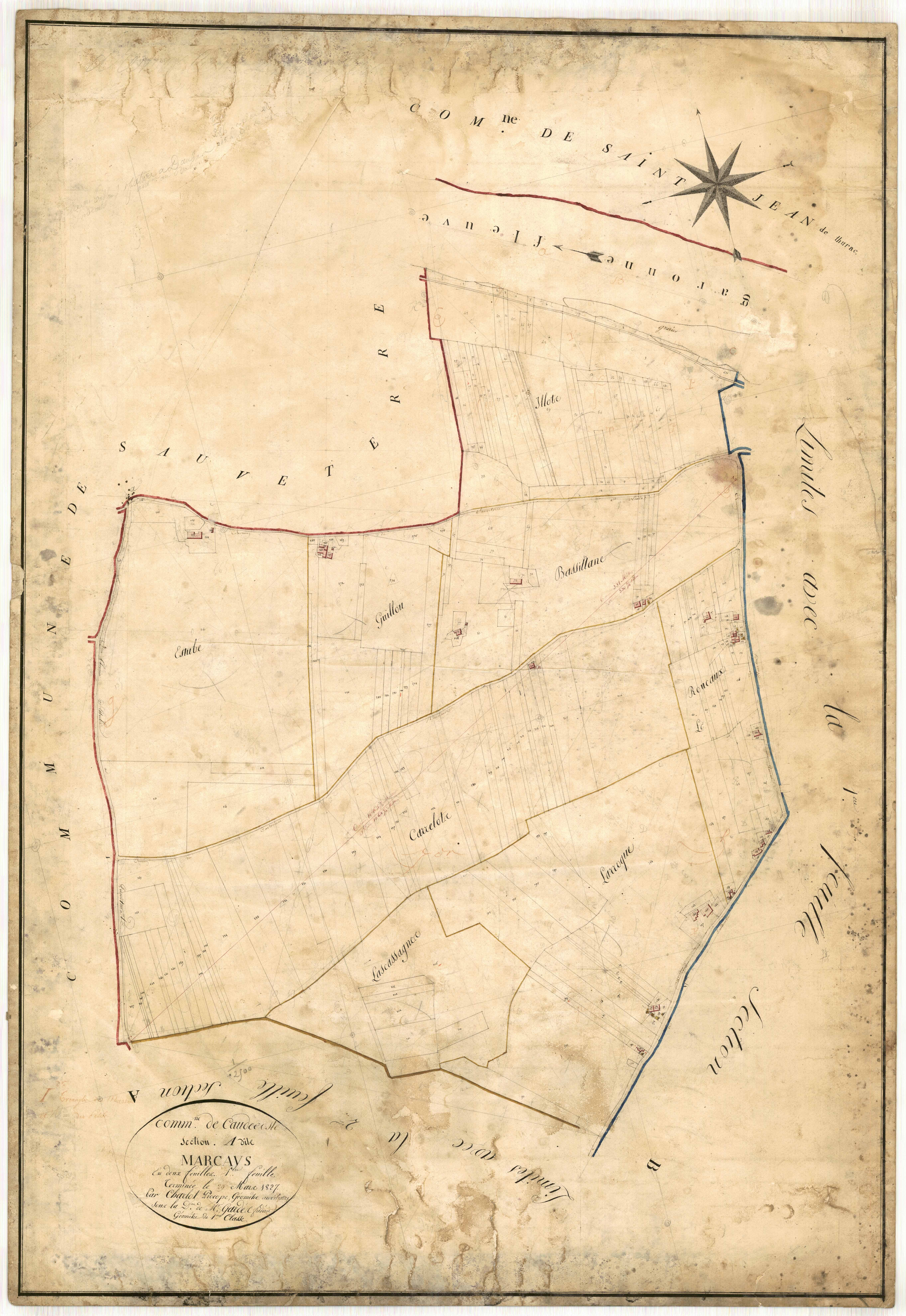 Plan napoléonien, feuille préparatoire-A1 Marcays, Caudecoste