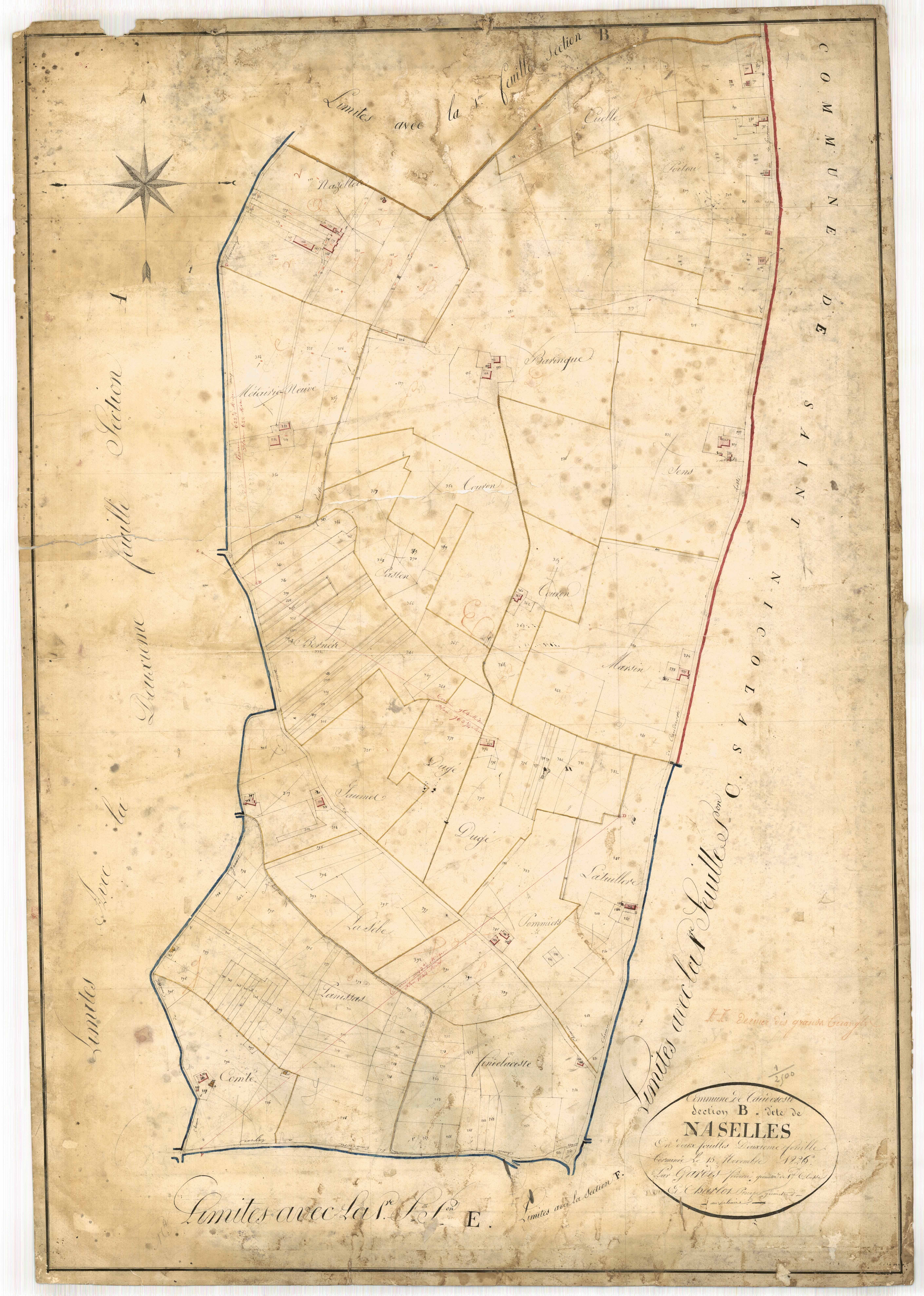 Plan napoléonien, feuille préparatoire-B2 Naselles, Caudecoste