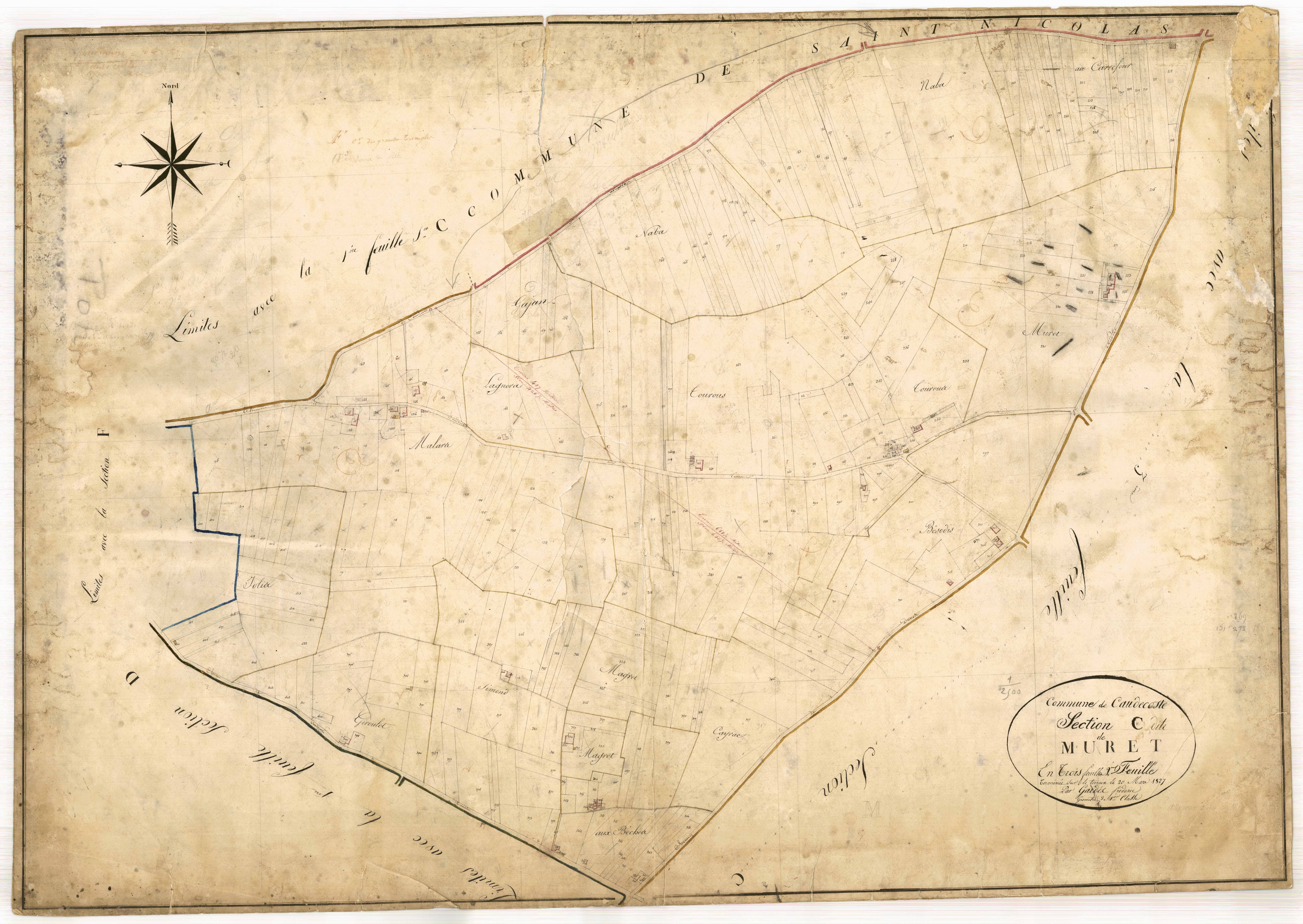 Plan napoléonien, feuille préparatoire-C2 Muret, Caudecoste