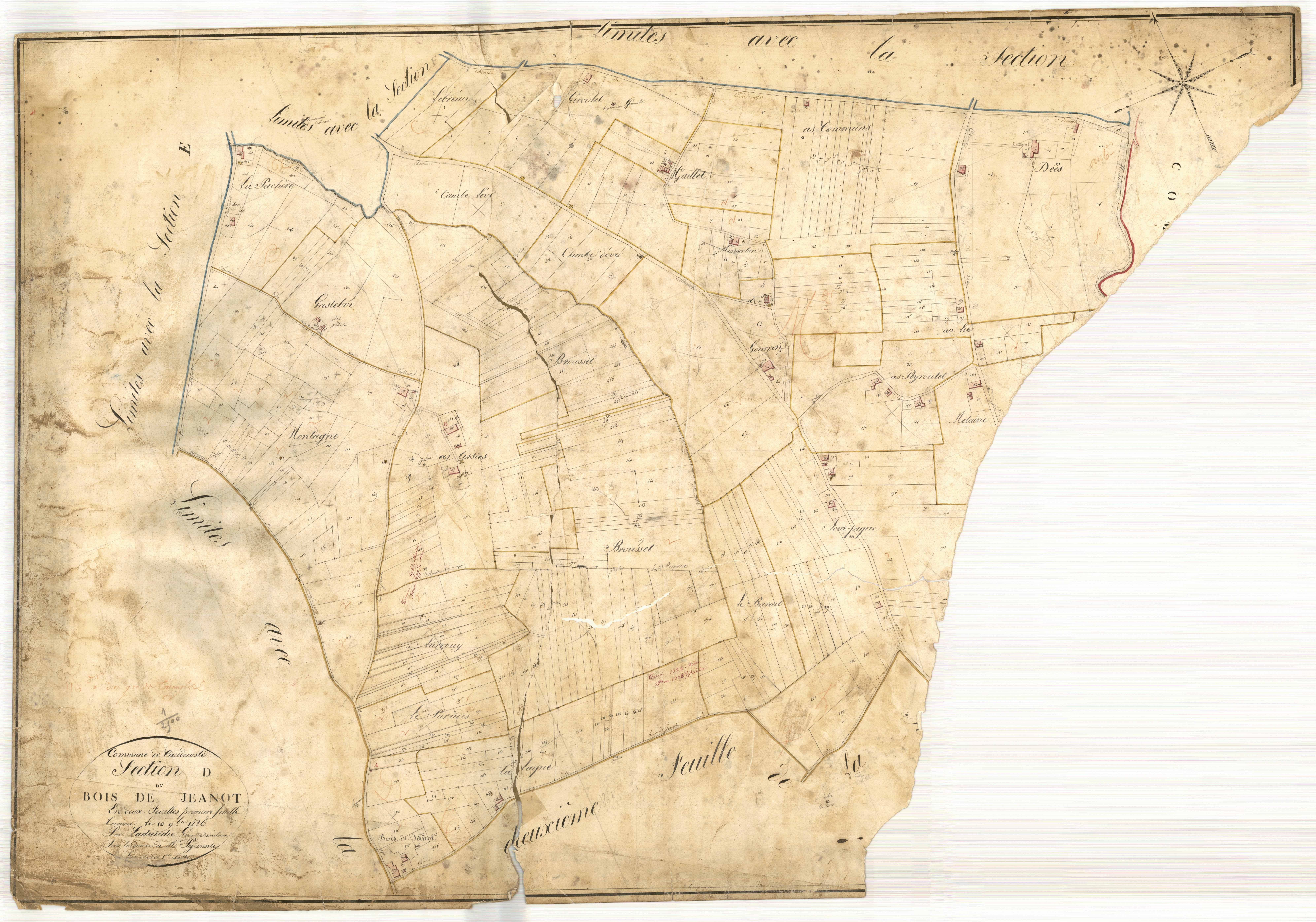 Plan napoléonien, feuille préparatoire-D1 Bois-de-Jeanot, Caudecoste