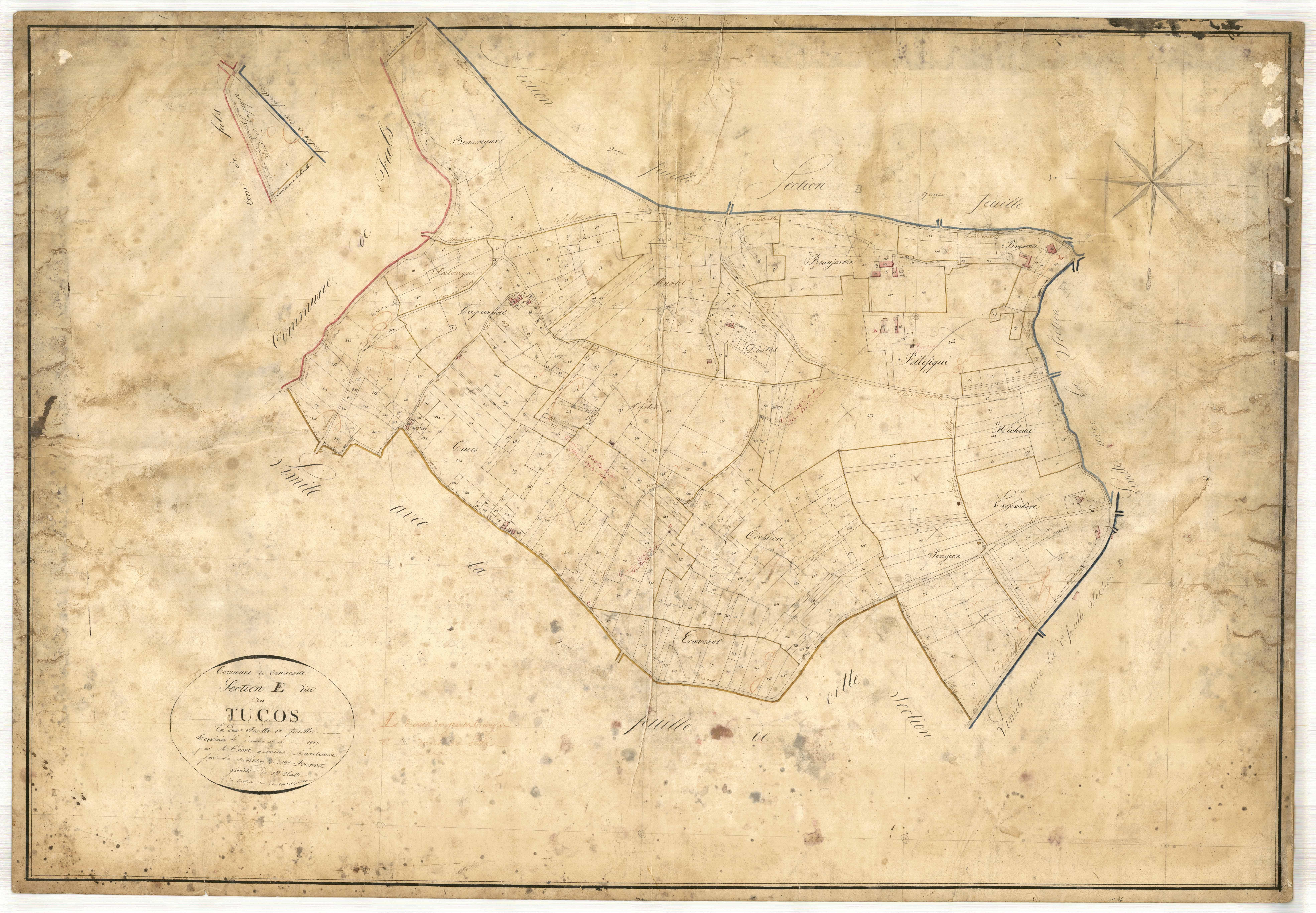 Plan napoléonien, feuille préparatoire-E1 Tucos, Caudecoste