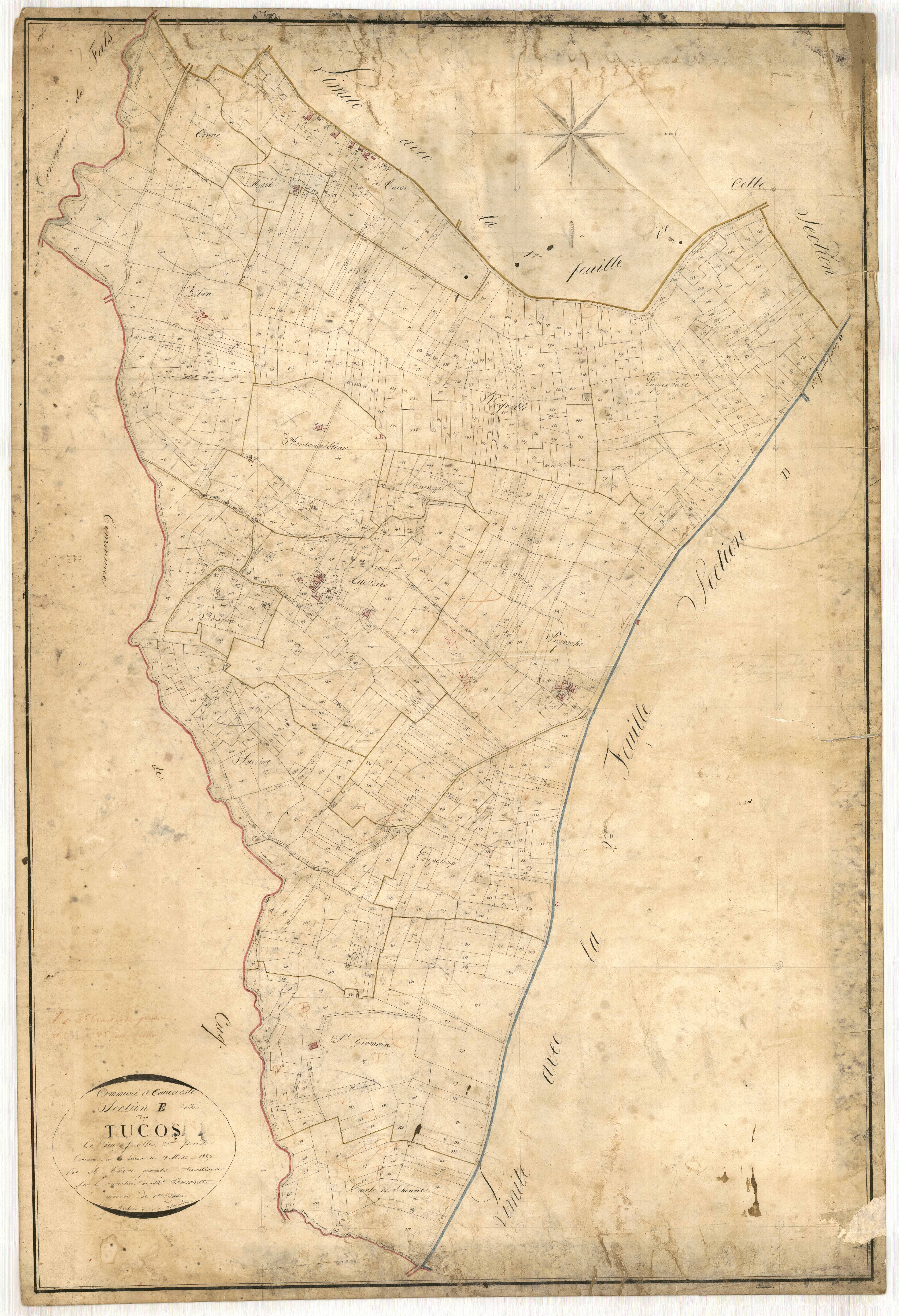 Plan napoléonien, feuille préparatoire-E2 Tucos, Caudecoste