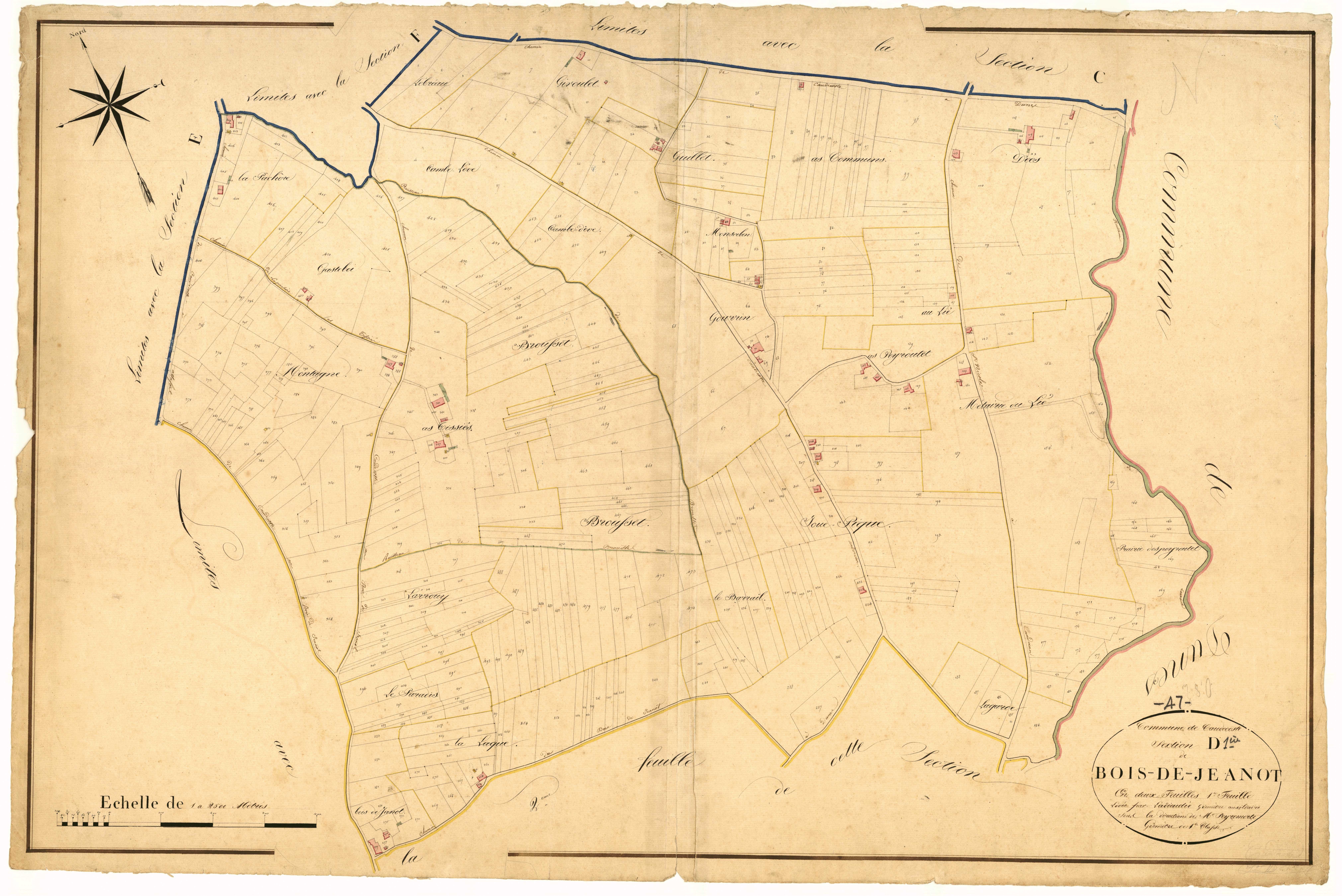 Plan napoléonien, atlas-D1 Bois-de-Jeanot, Caudecoste