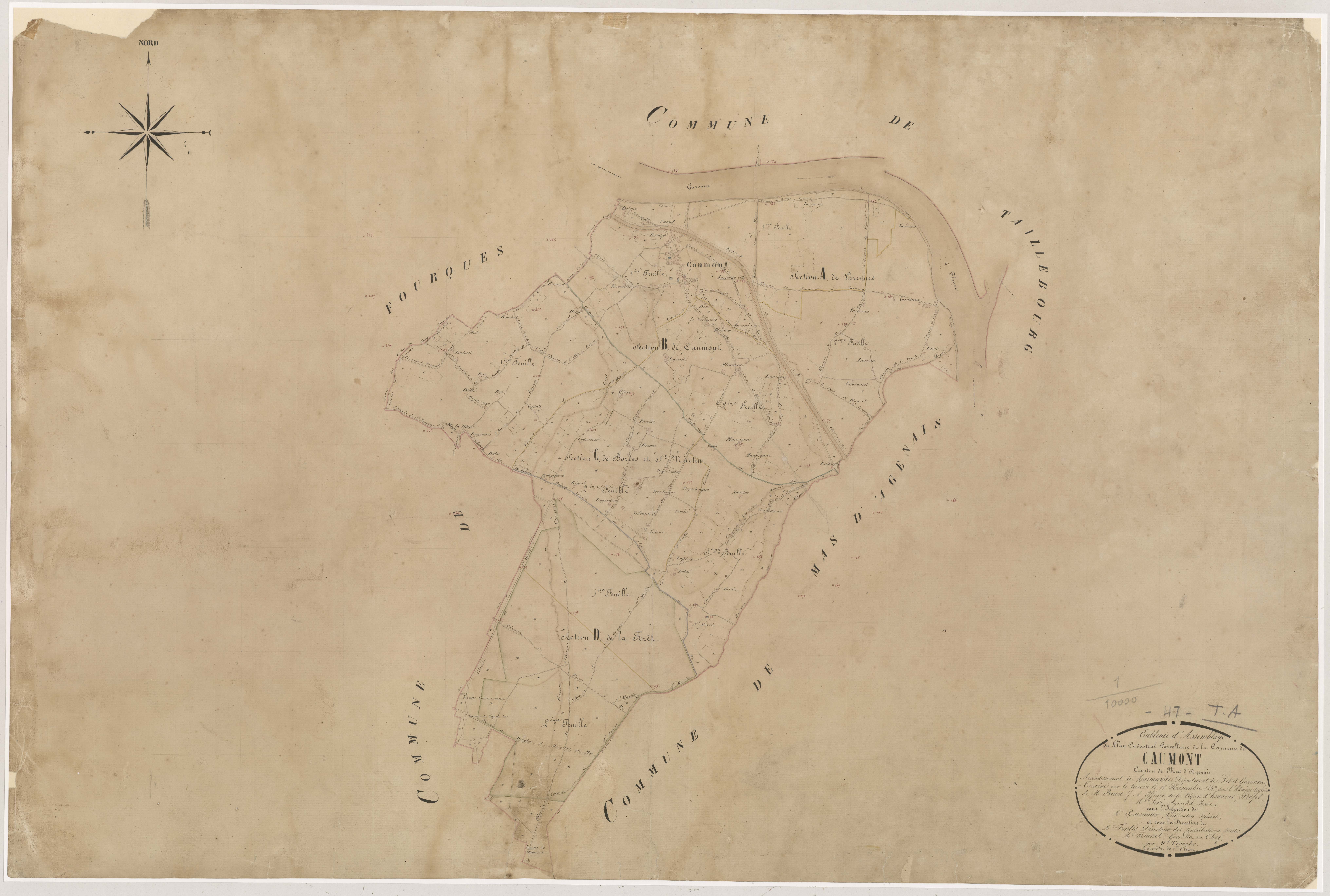 Plan napoléonien, atlas-TA, Caumont-sur-Garonne