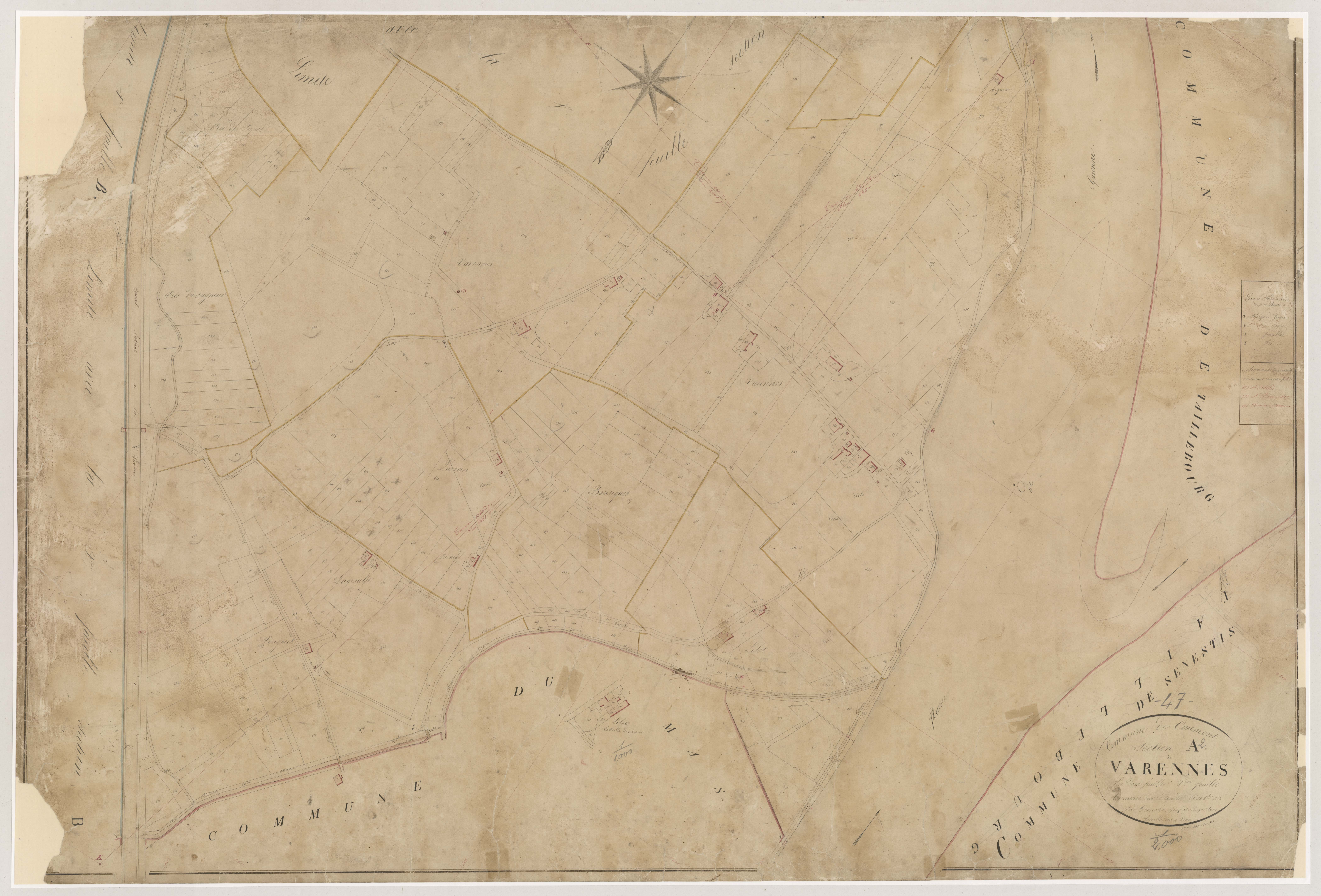 Plan napoléonien, atlas-A2 Varennes, Caumont-sur-Garonne