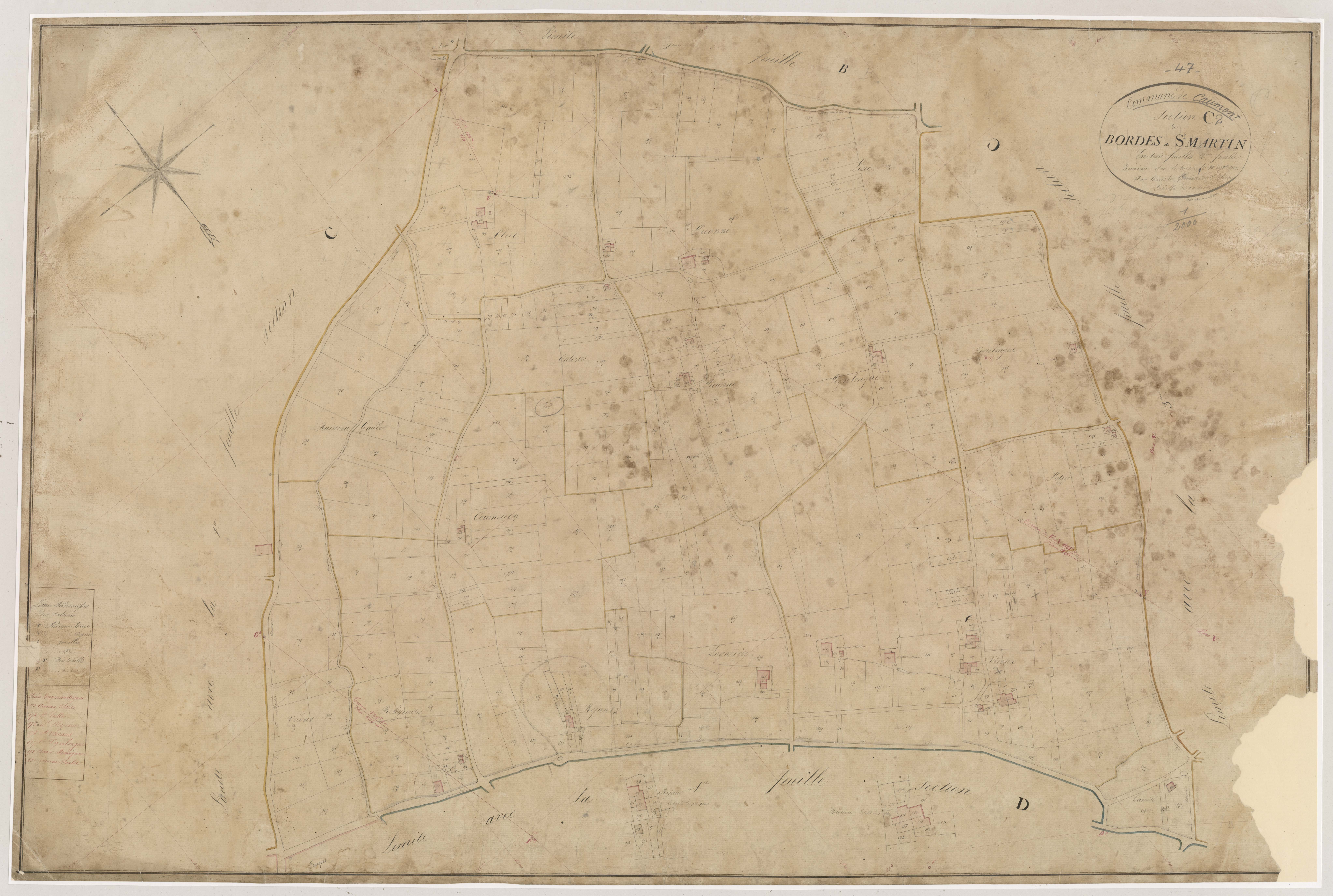 Plan napoléonien, atlas-C2 Bordes et Saint-Martin, Caumont-sur-Garonne