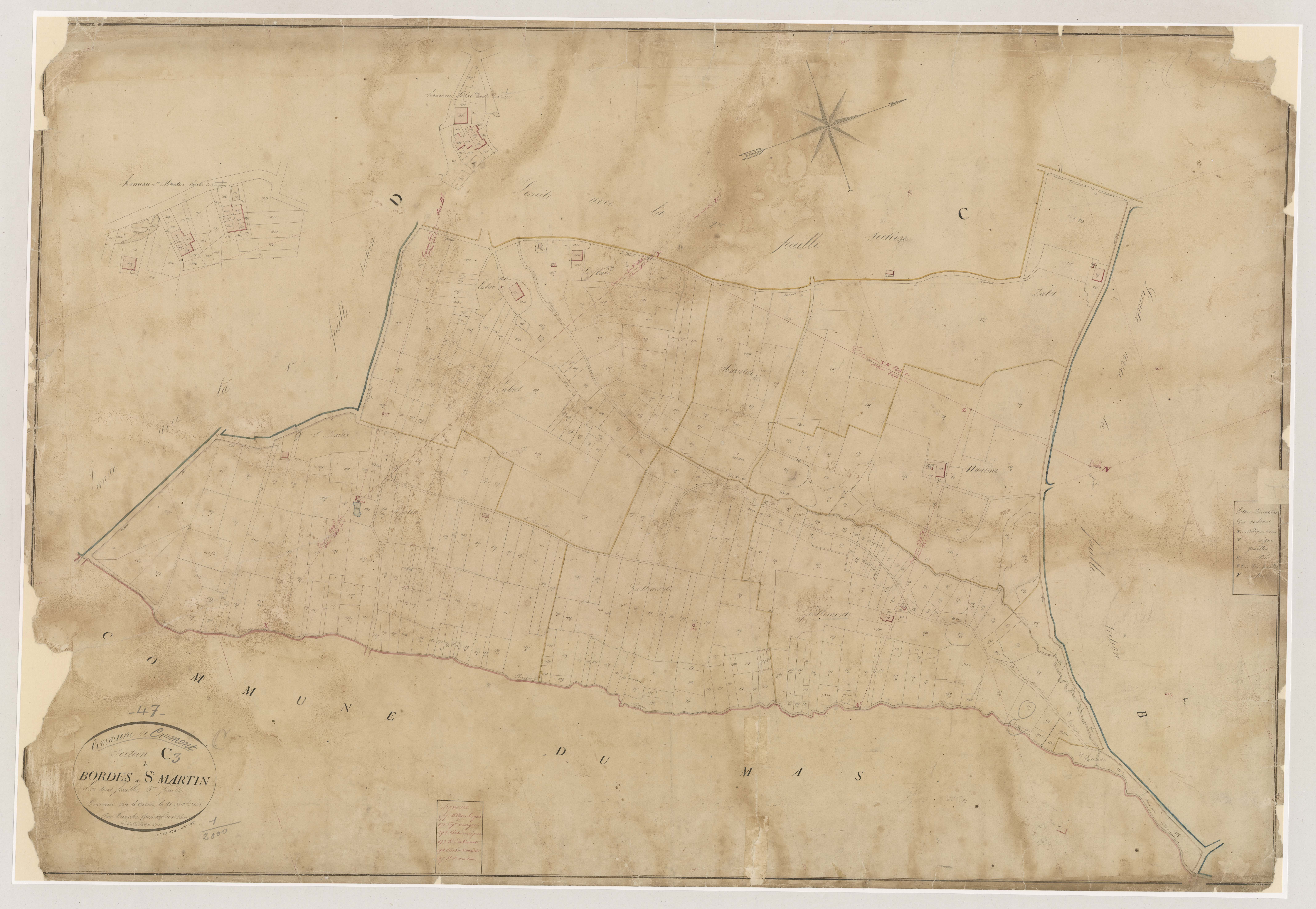 Plan napoléonien, atlas-C3 Bordes et Saint-Martin, Caumont-sur-Garonne