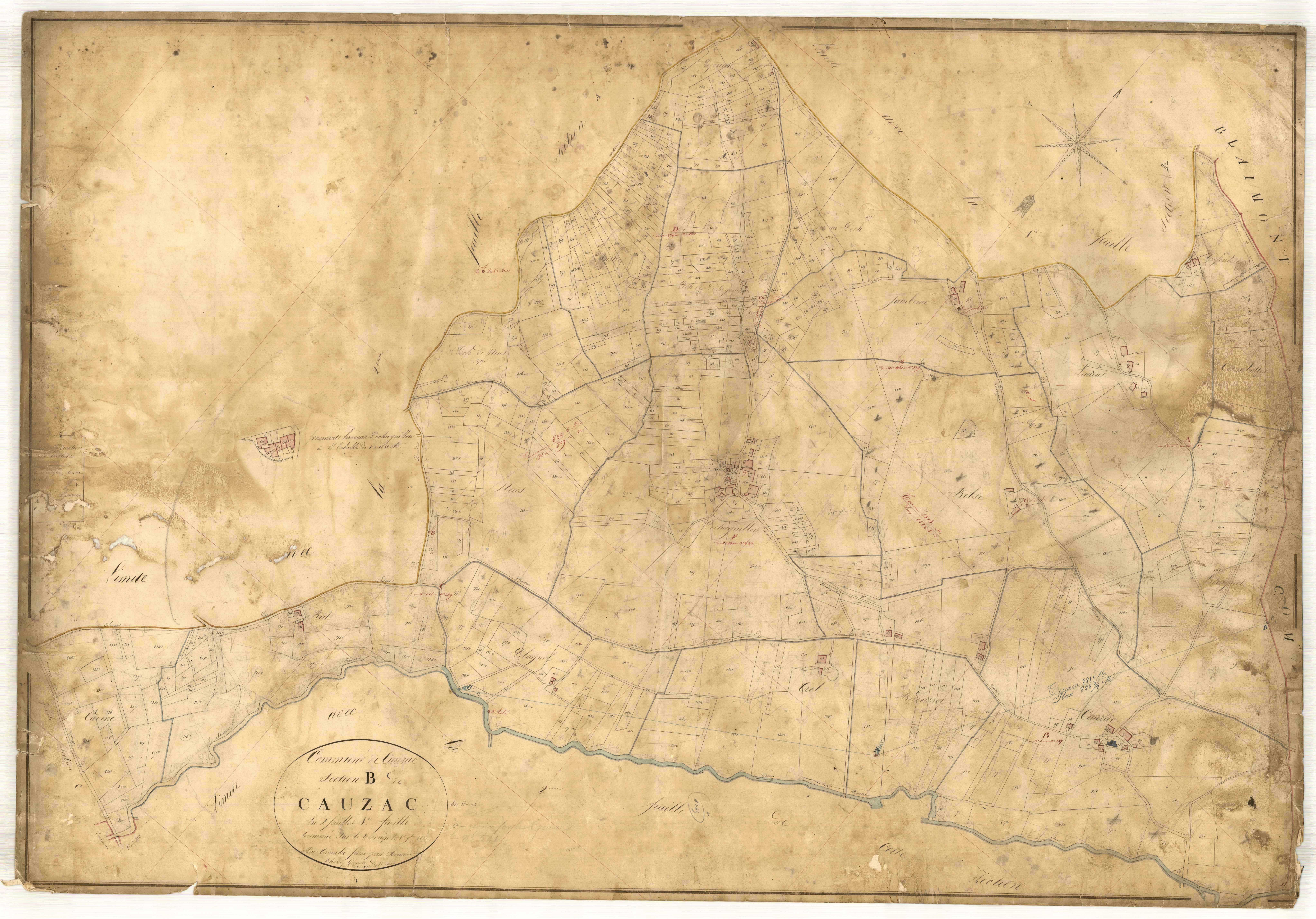 Plan napoléonien, feuille préparatoire-B1 Cauzac, Cauzac