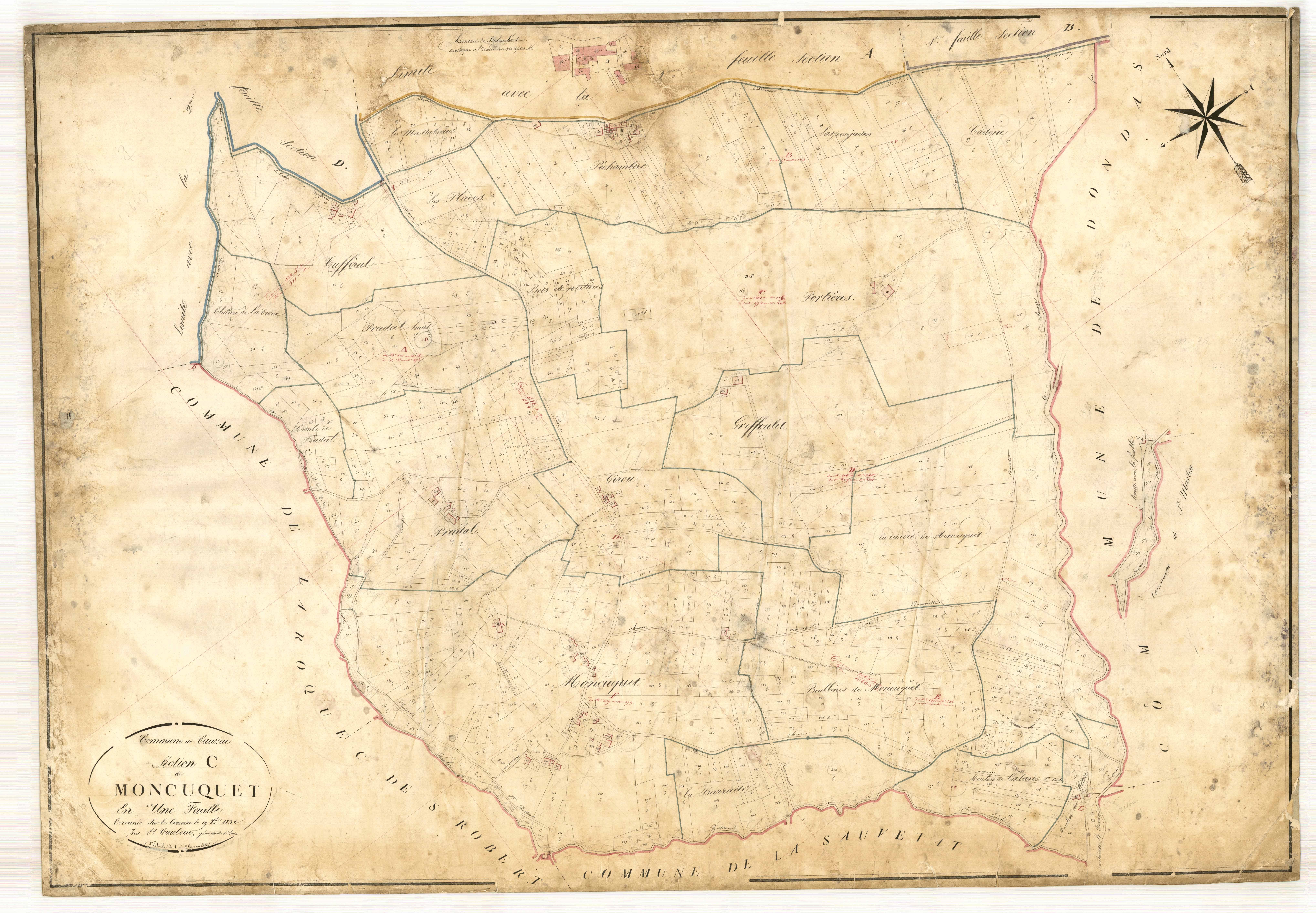 Plan napoléonien, feuille préparatoire-C Montcuquet, Cauzac