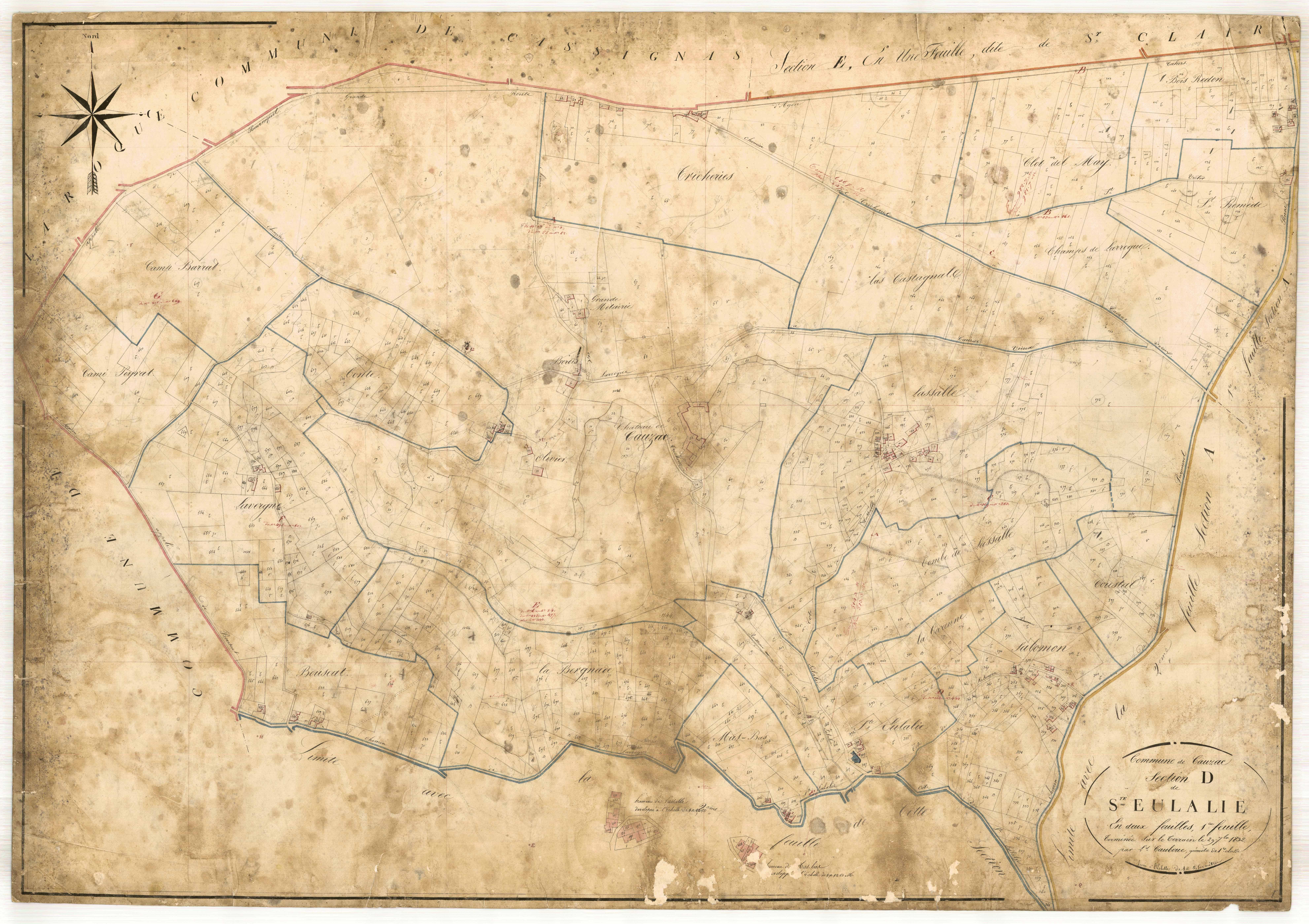 Plan napoléonien, feuille préparatoire-D1 Sainte-Eulalie, Cauzac