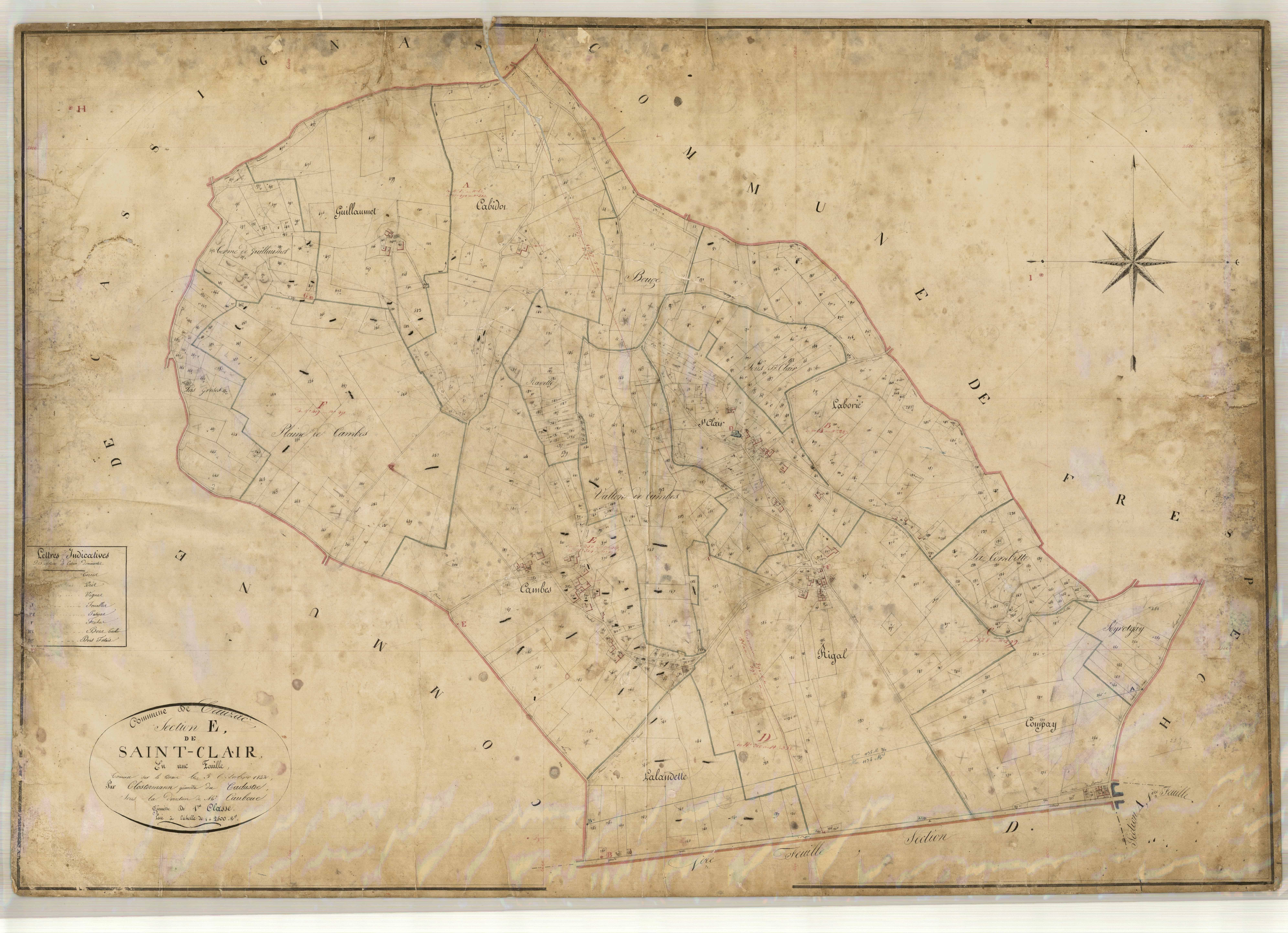 Plan napoléonien, feuille préparatoire-E Saint-Clair, Cauzac