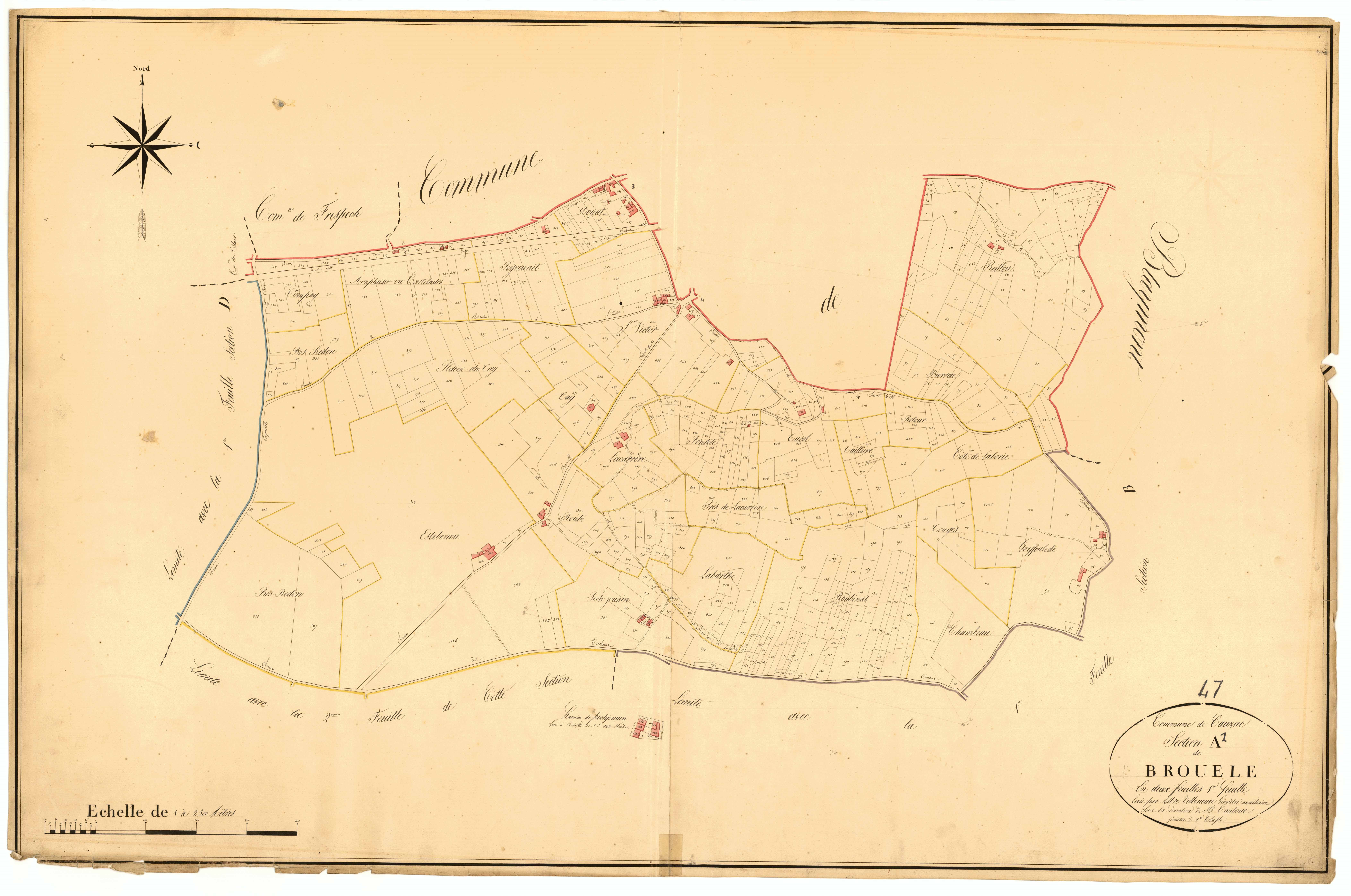 Plan napoléonien, atlas-A1 Brouèle, Cauzac
