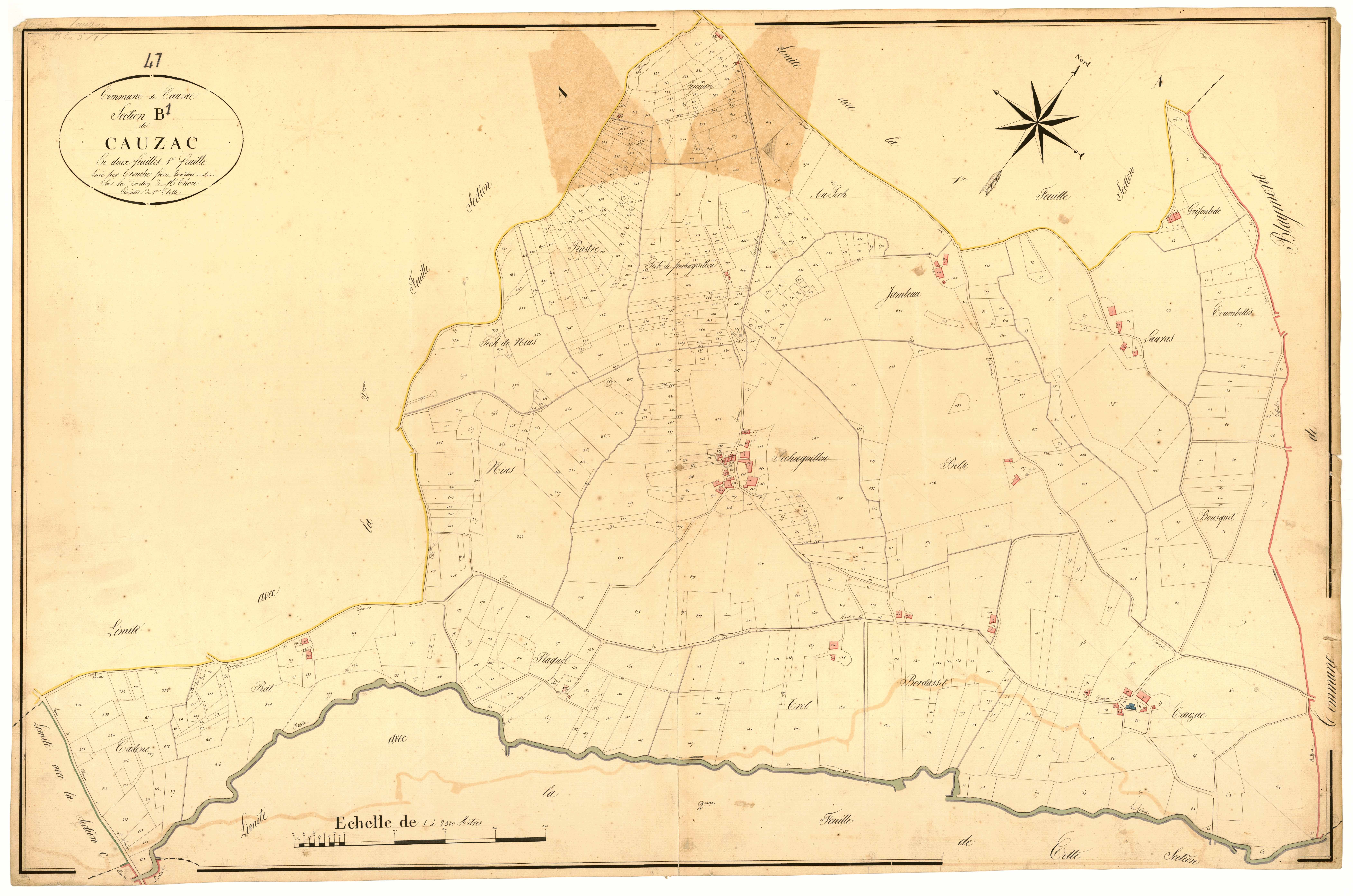 Plan napoléonien, atlas-B1 Cauzac, Cauzac