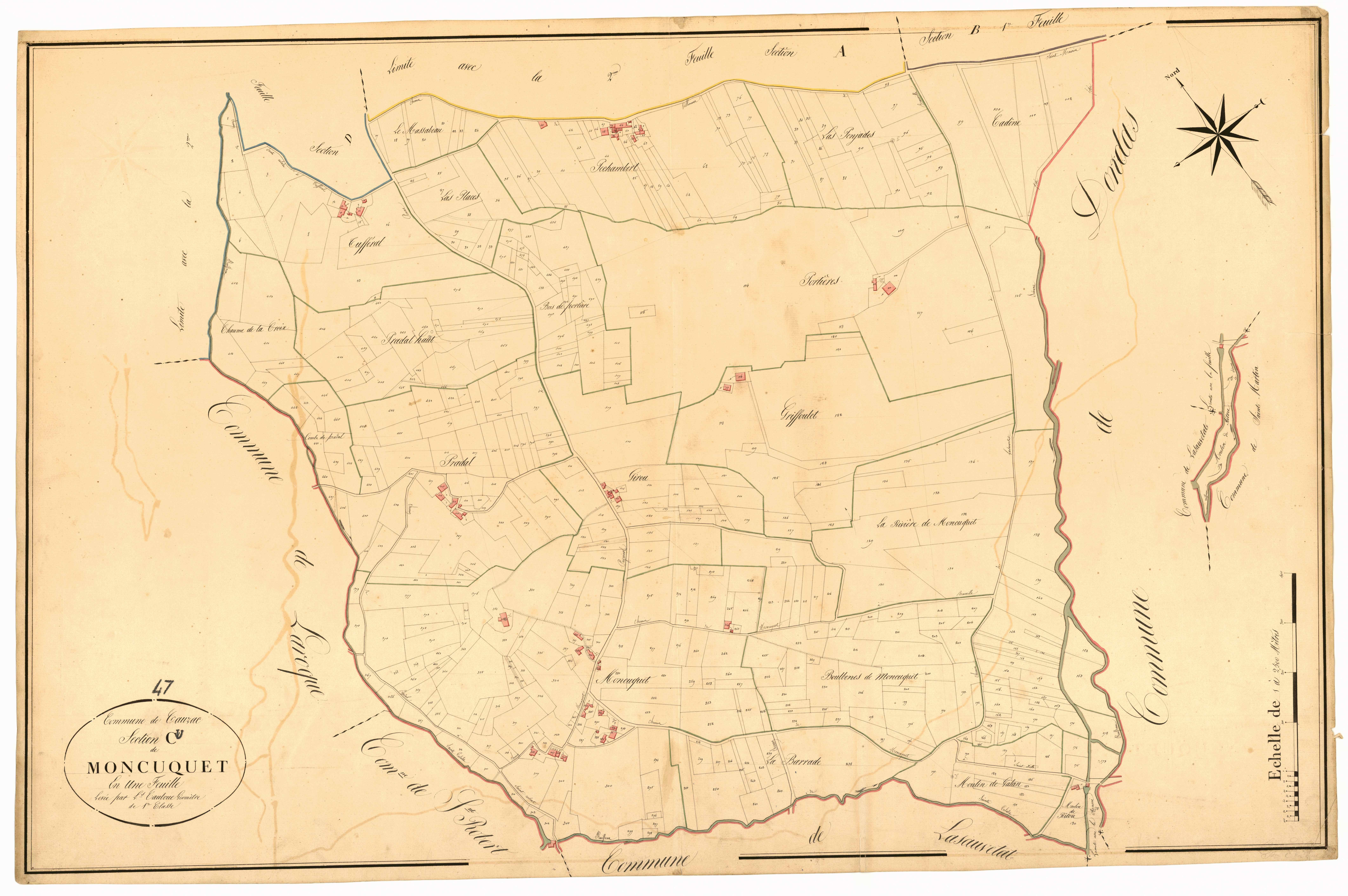 Plan napoléonien, atlas-C Moncuquet, Cauzac