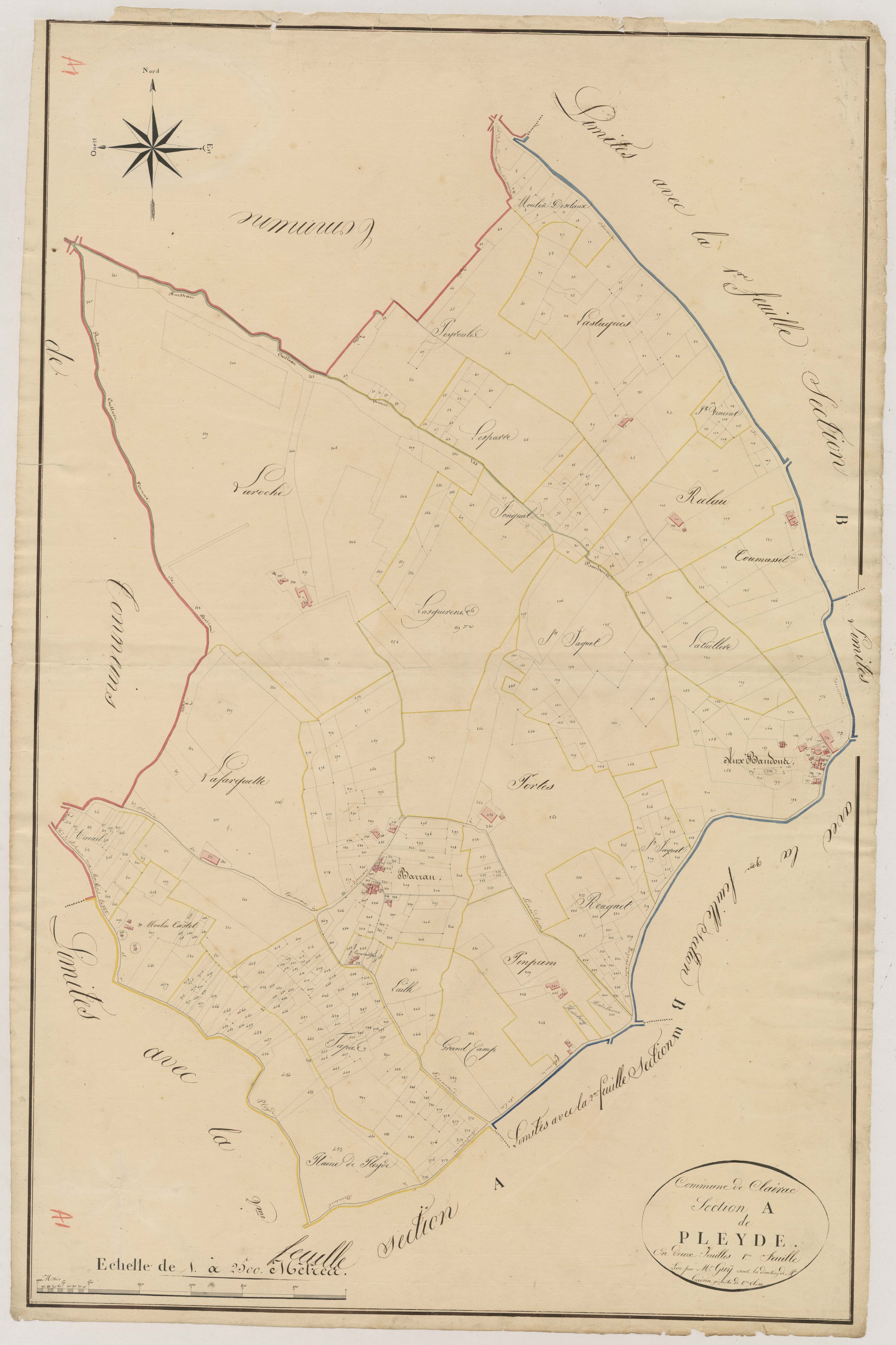 Plan napoléonien, atlas-A1 La Pleyde, Clairac