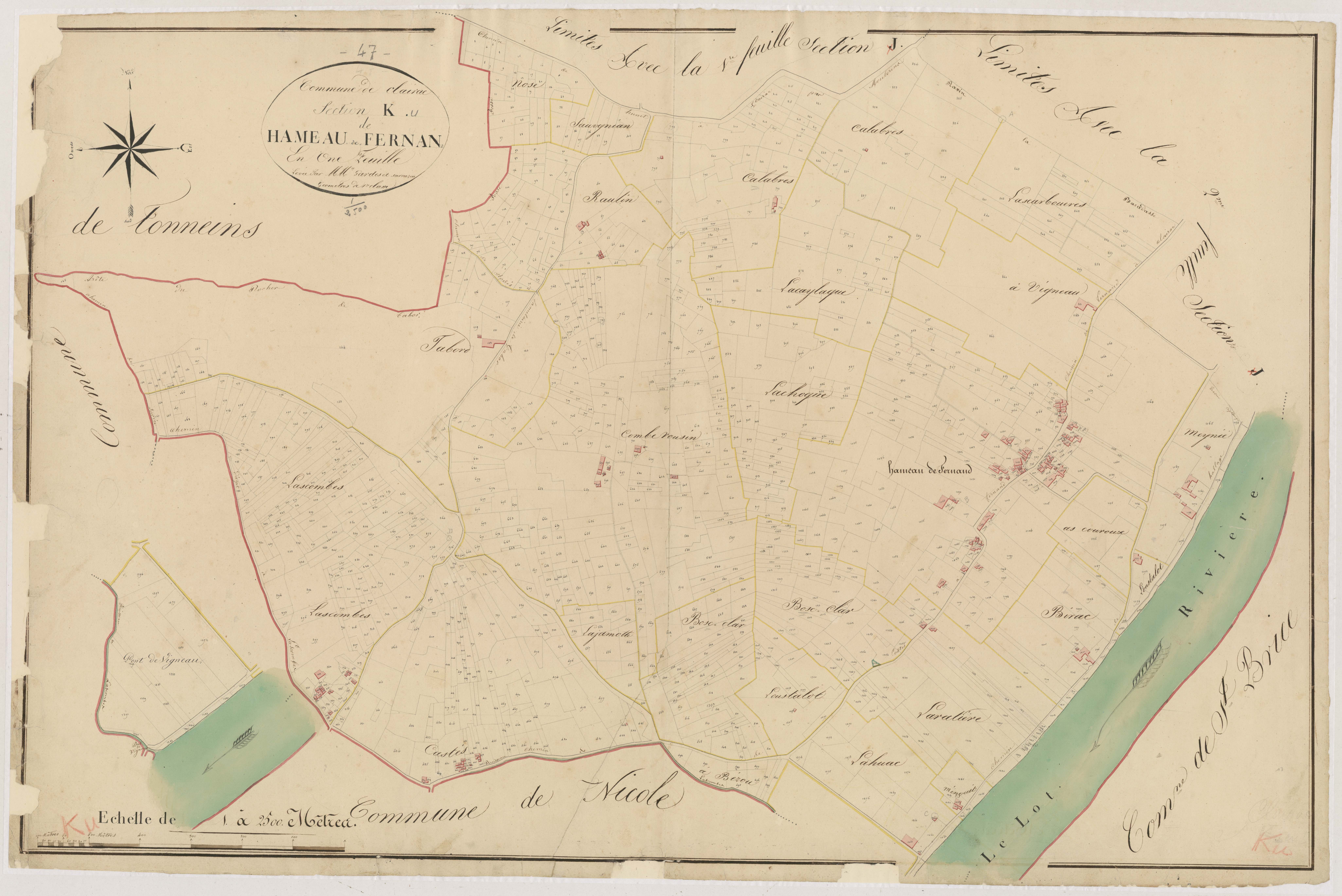Plan napoléonien, atlas-K Hameau de Fernan, Clairac