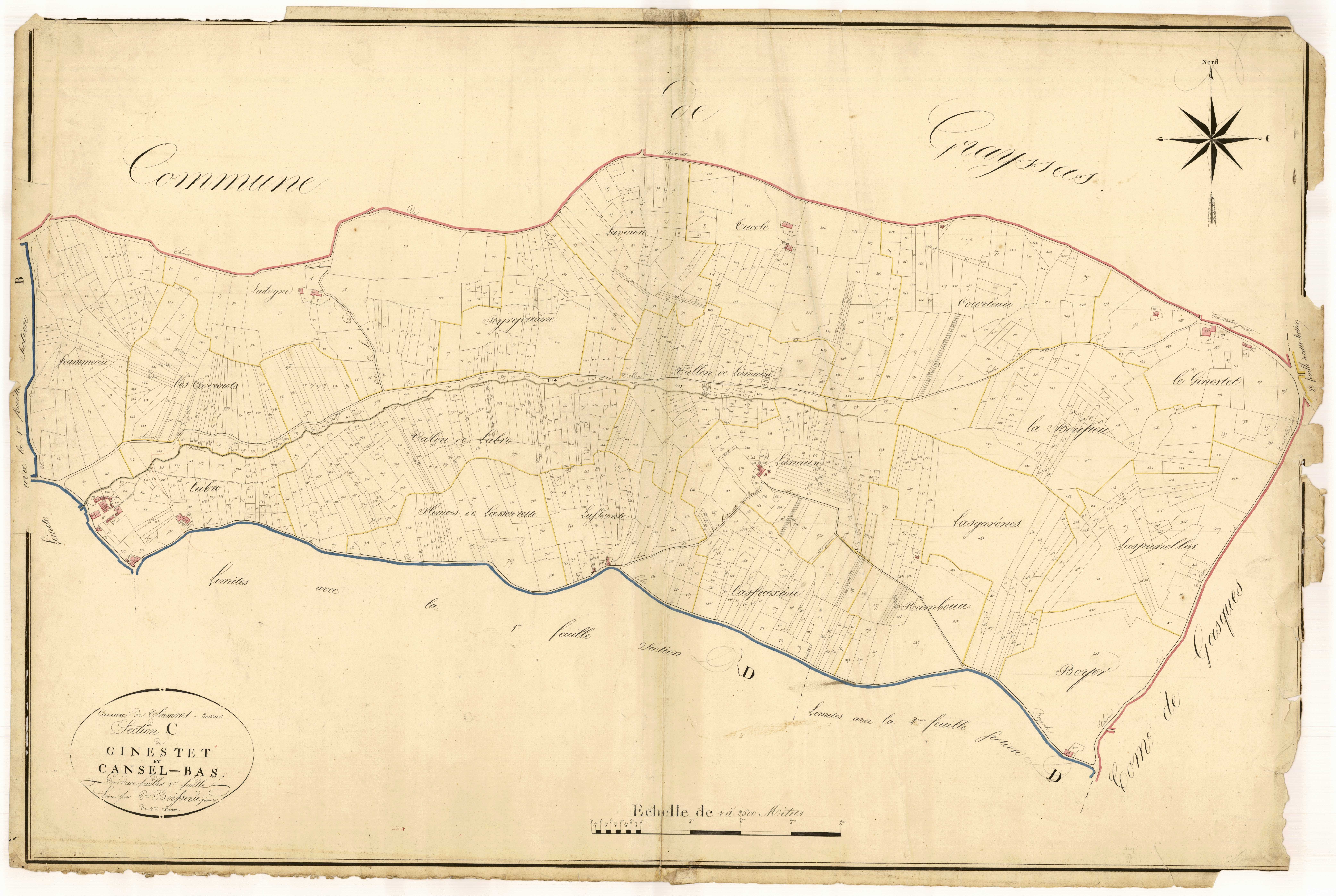 Plan napoléonien, atlas-C1 Ginestet et Cansel-Bas, Clermont-Soubiran