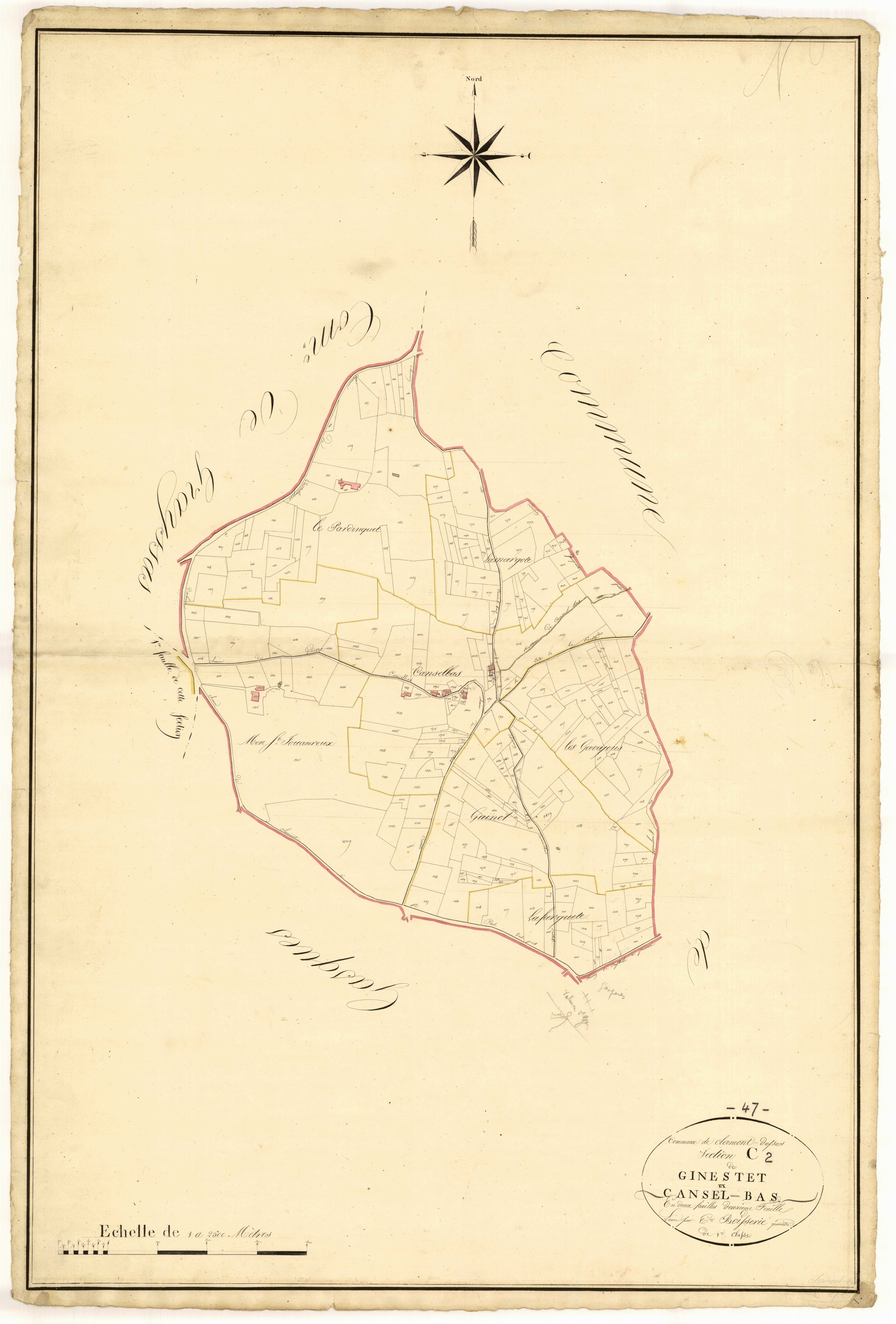 Plan napoléonien, atlas-C2 Ginestet et Cansel-Bas, Clermont-Soubiran