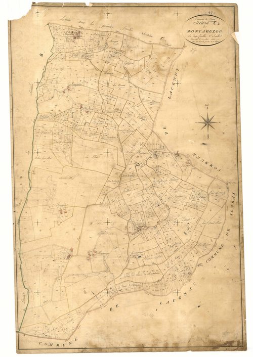Plan napoléonien, feuille préparatoire-C2 Montaguzon, Cours