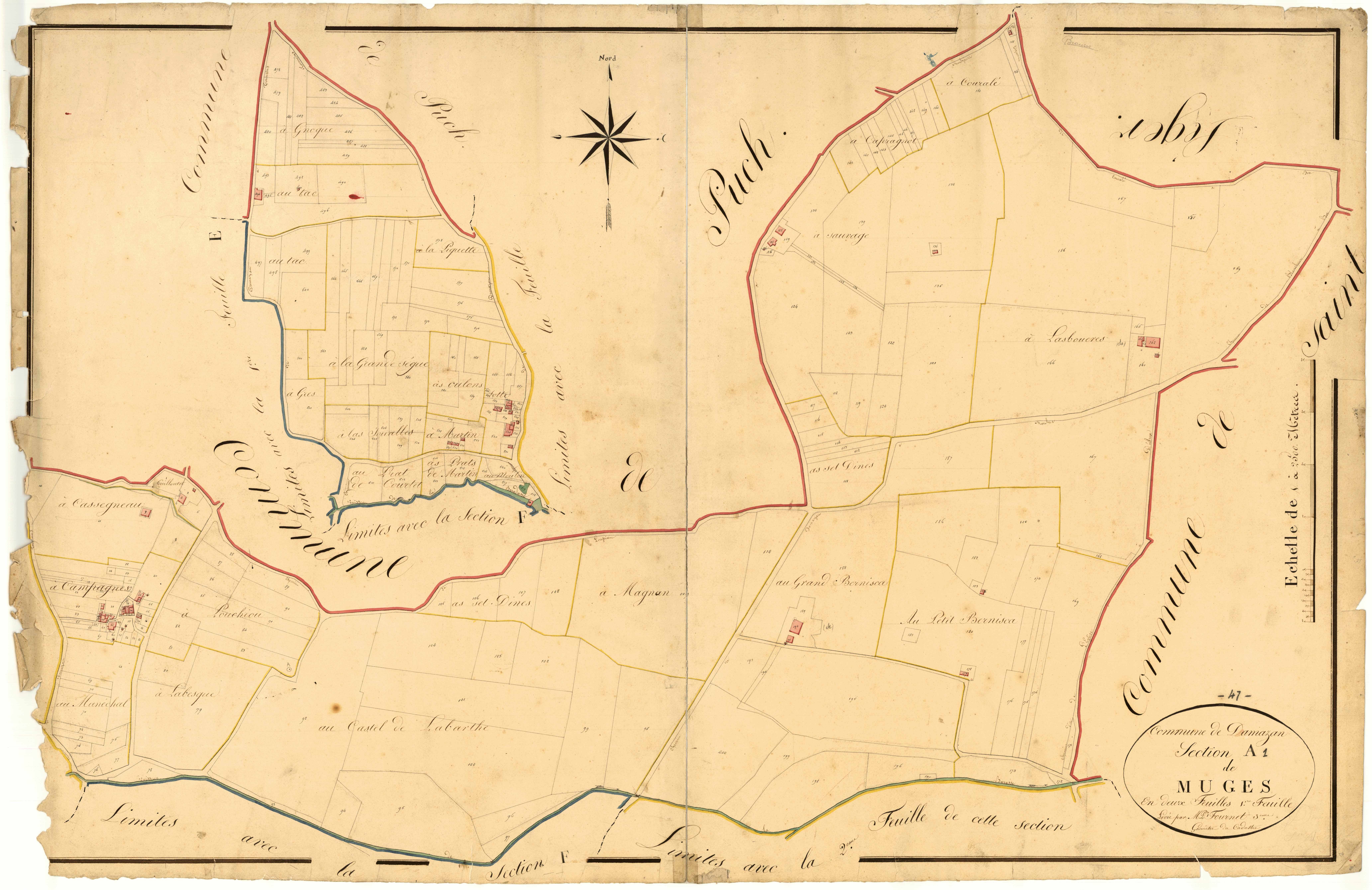 Plan napoléonien, atlas-A1 Muges, Damazan