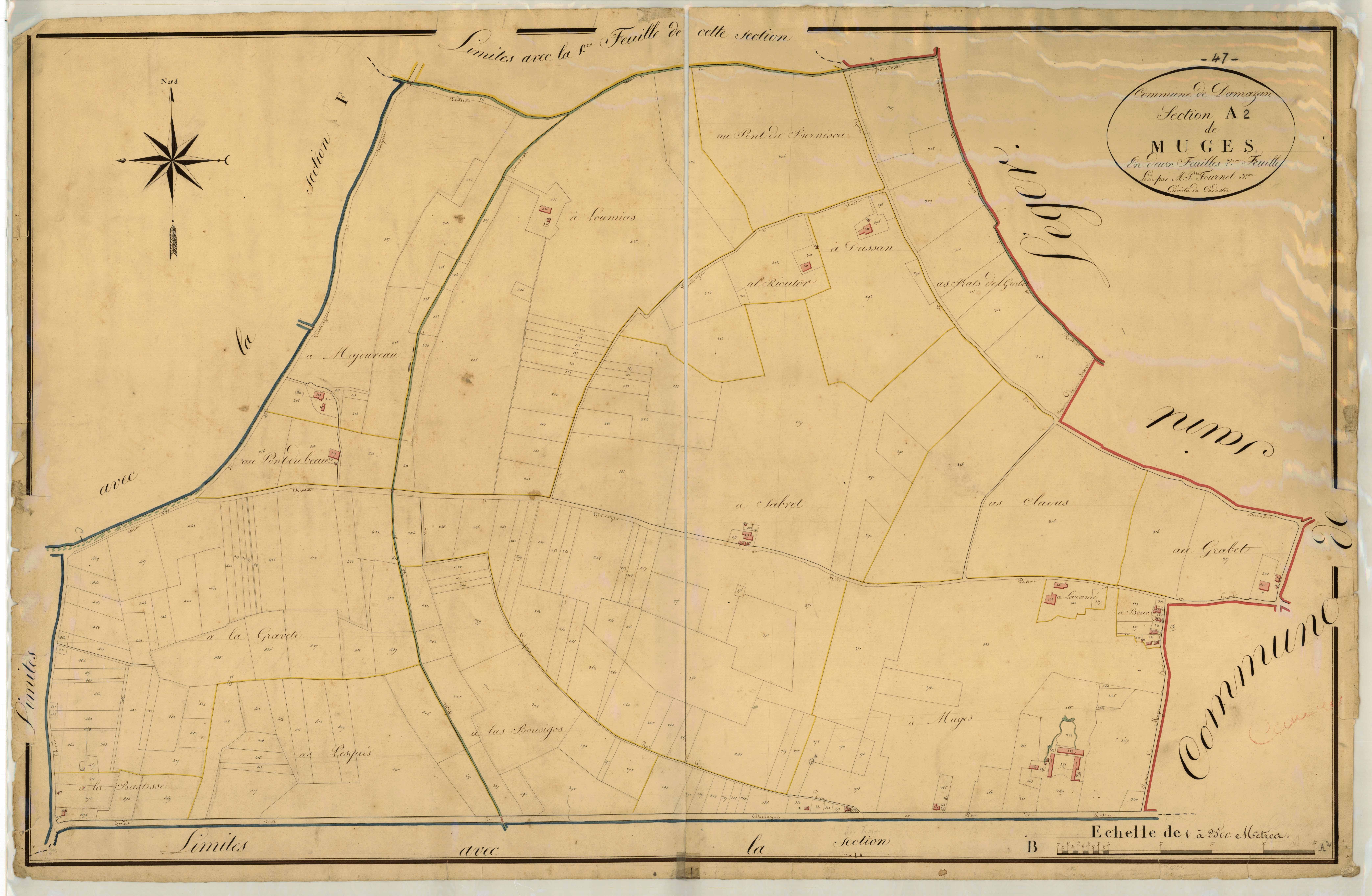 Plan napoléonien, atlas-A2 Muges, Damazan