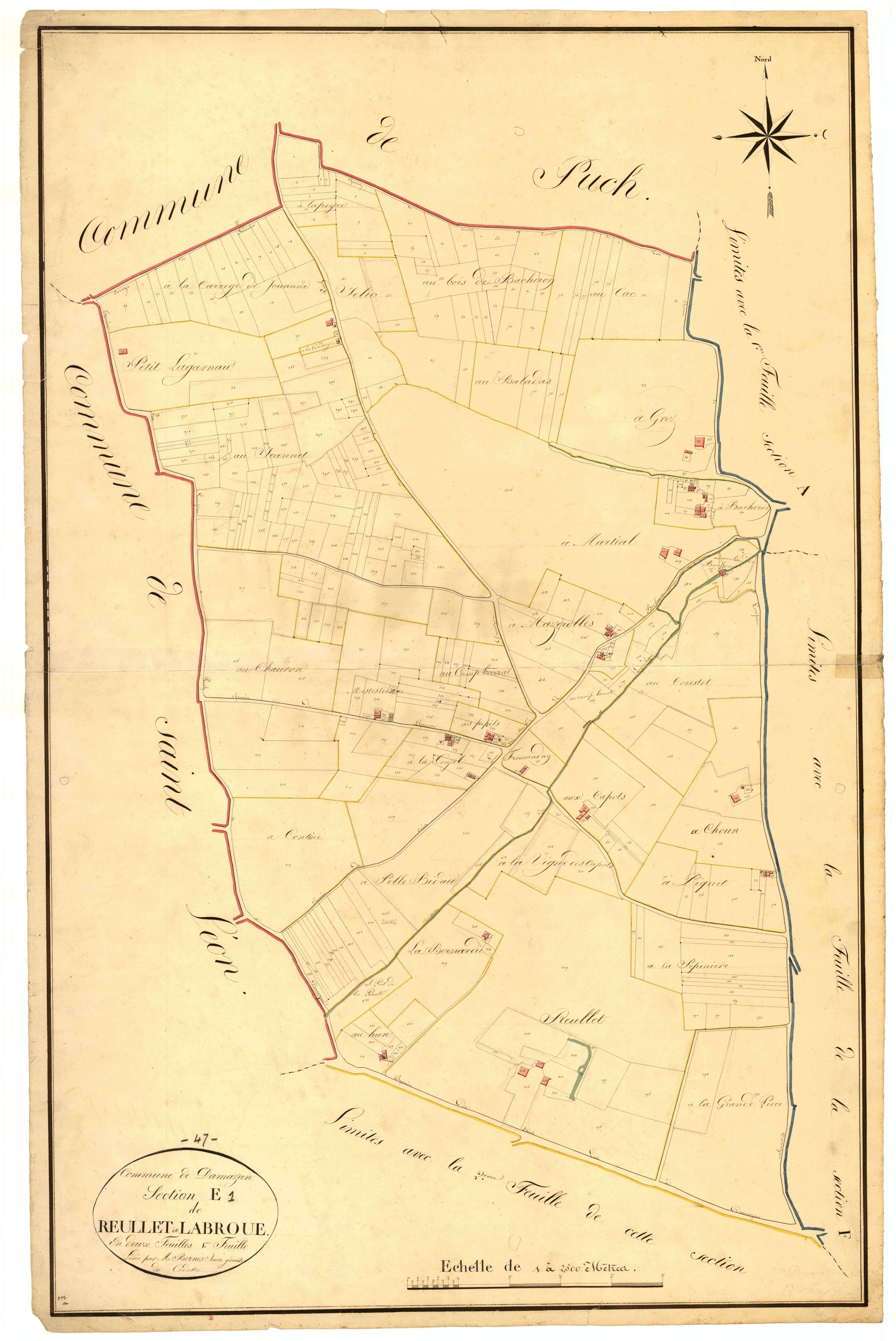 Plan napoléonien, atlas-E1 Reullet et Labroue, Damazan