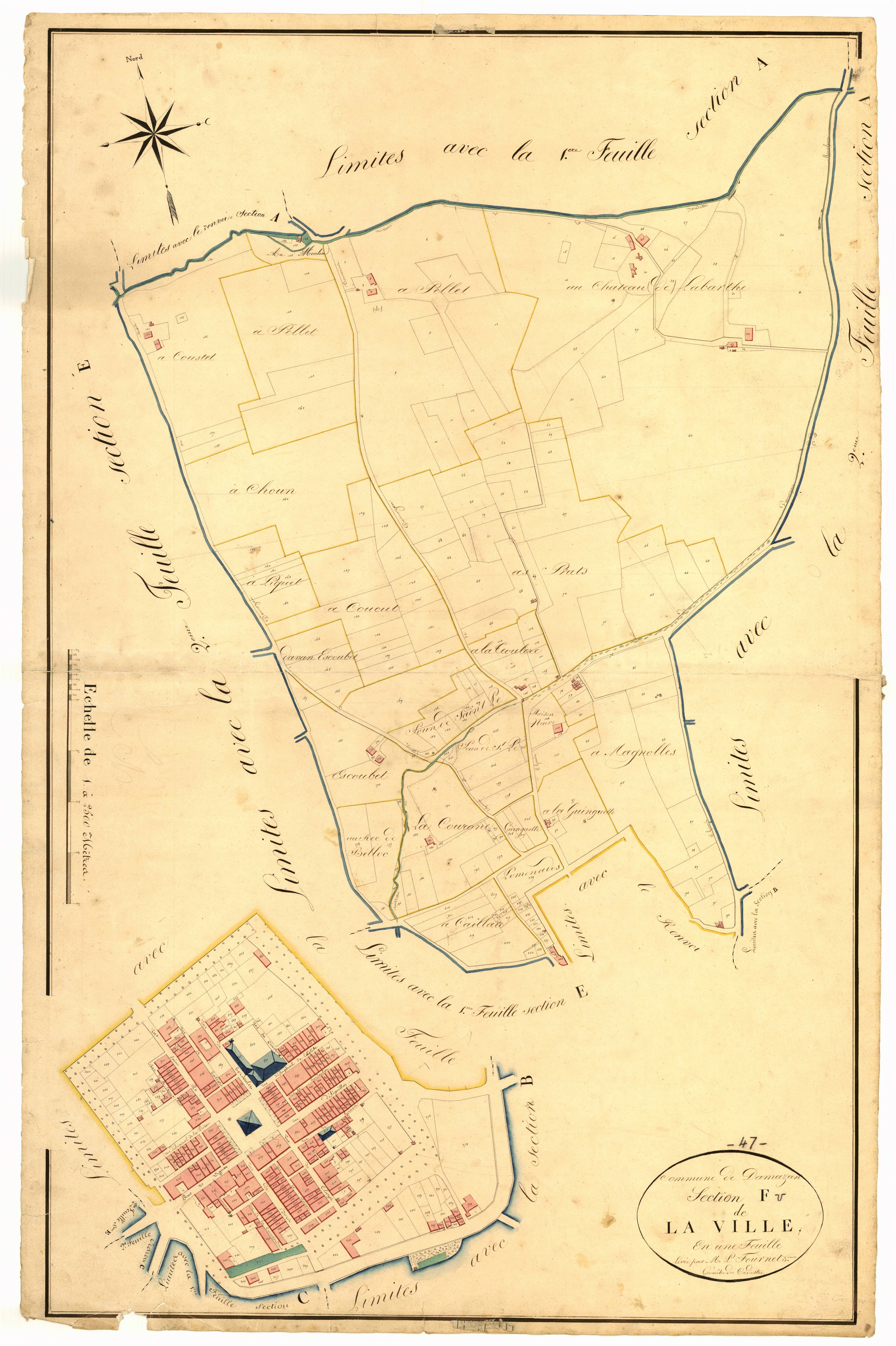 Plan napoléonien, atlas-F La Ville, Damazan
