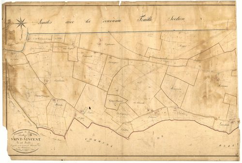 Plan napoléonien, atlas-B Saint-Vincent, Damazan