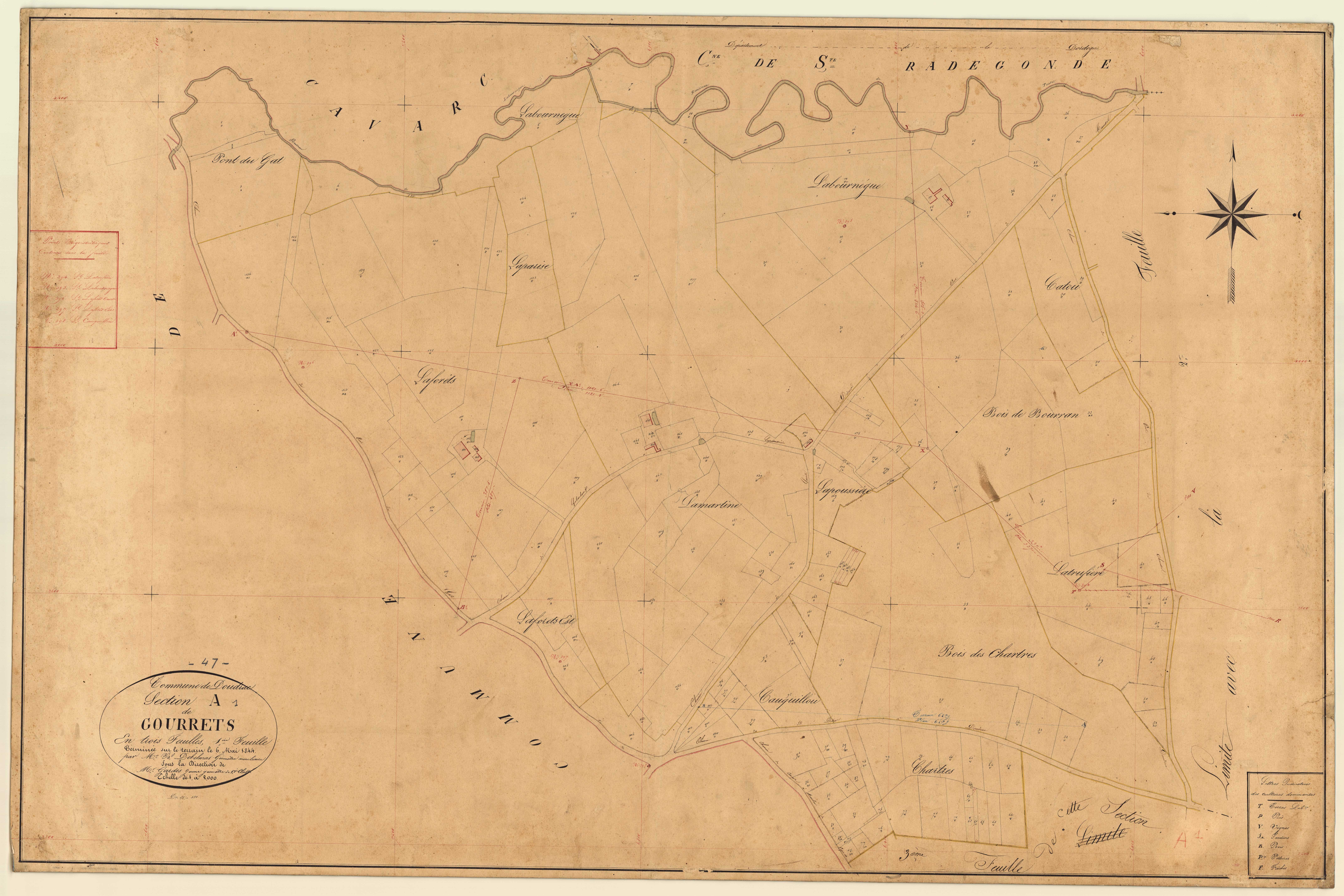 Plan napoléonien, feuille préparatoire-A1 Gourrets, Doudrac