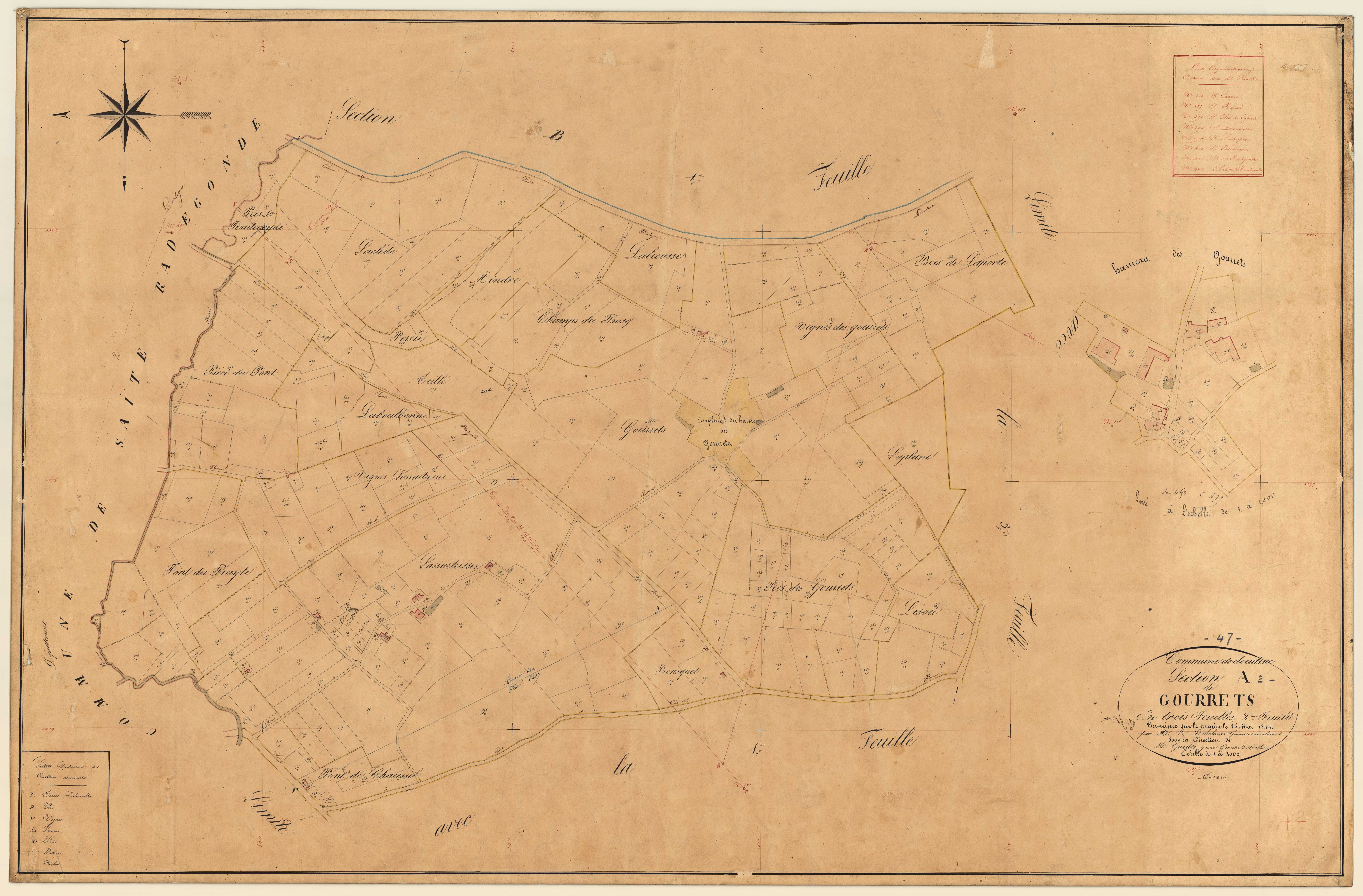 Plan napoléonien, feuille préparatoire-A2 Gourrets, Doudrac