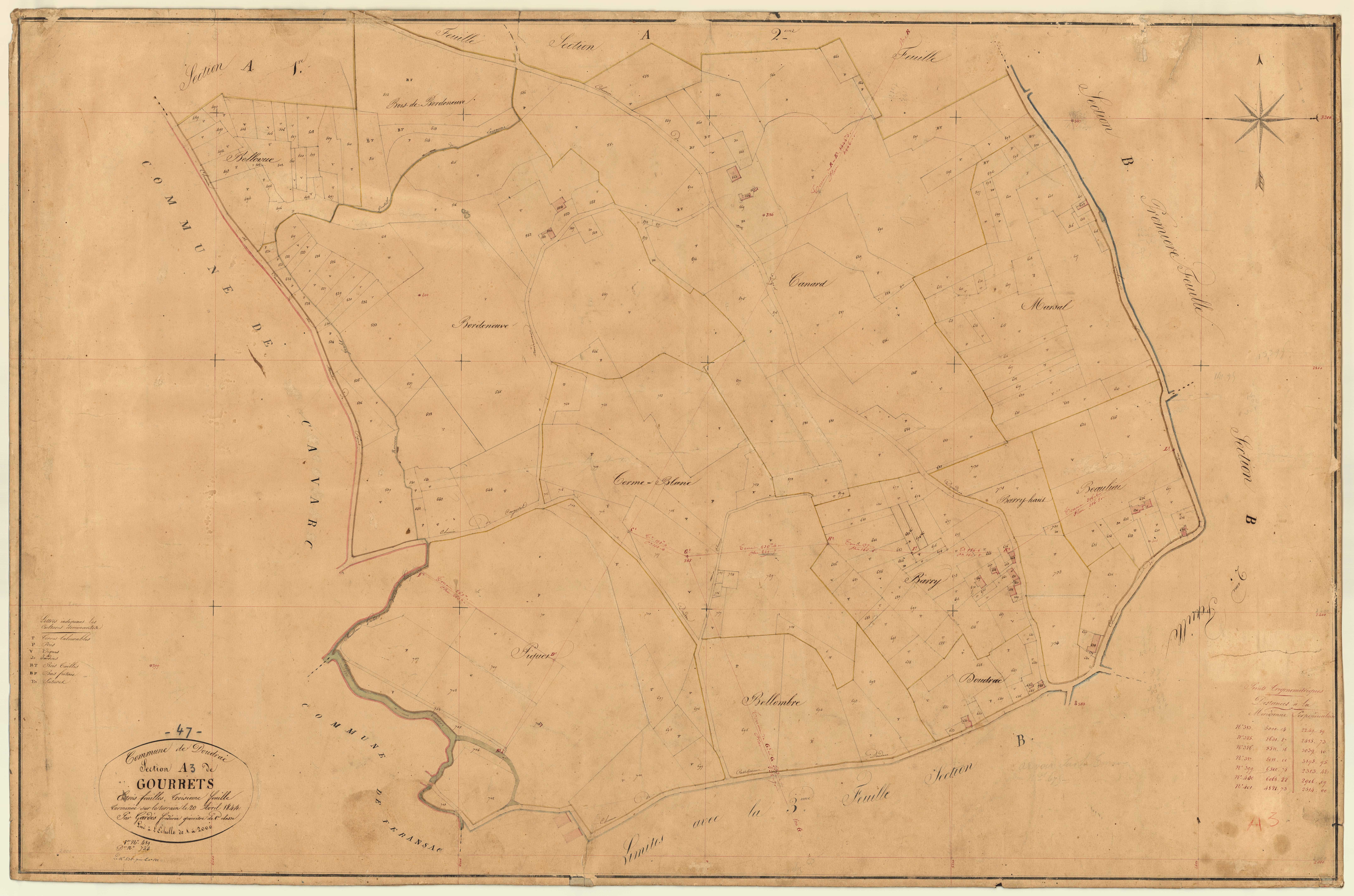 Plan napoléonien, feuille préparatoire-A3 Gourrets, Doudrac
