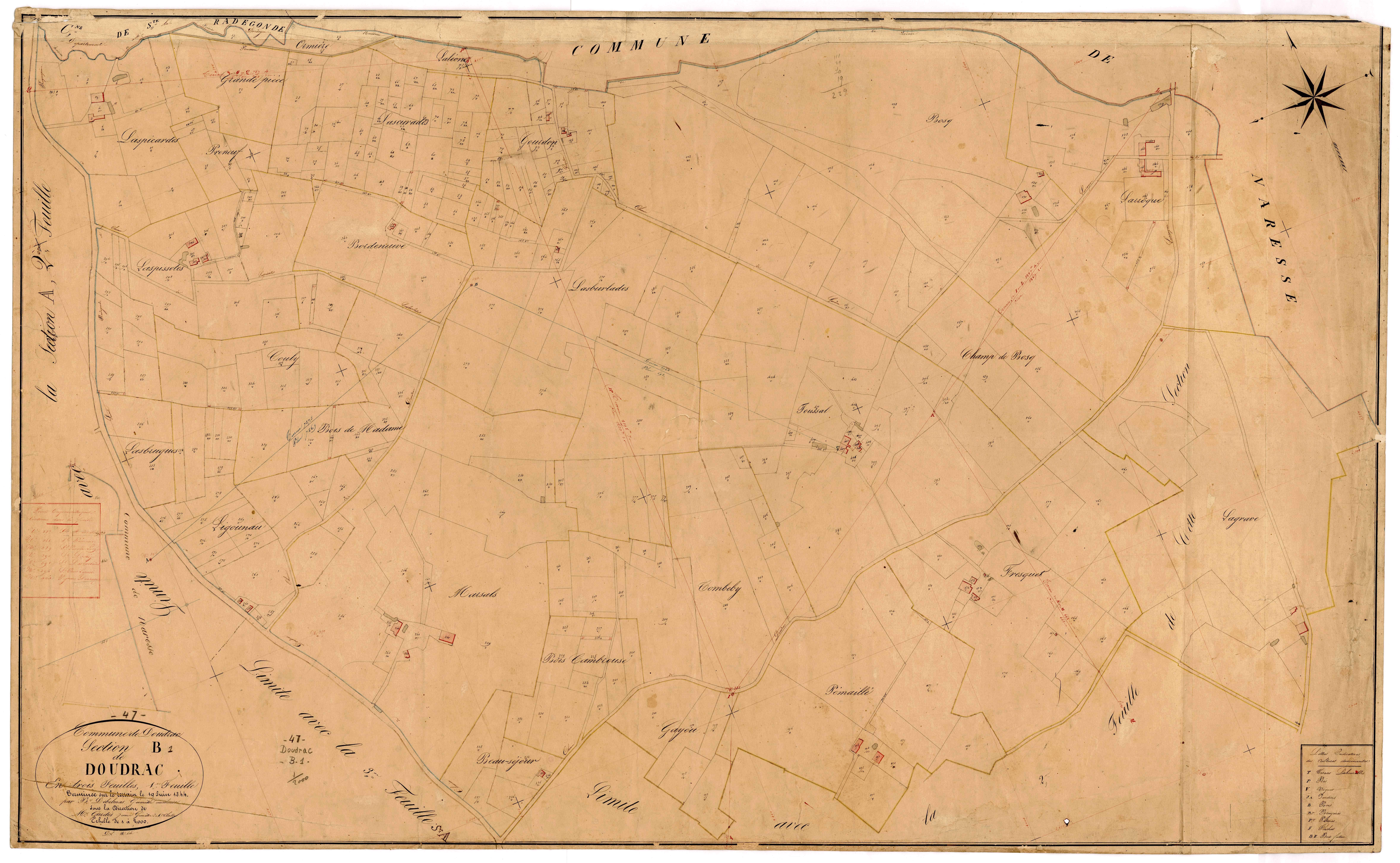 Plan napoléonien, feuille préparatoire-B1 Doudrac, Doudrac