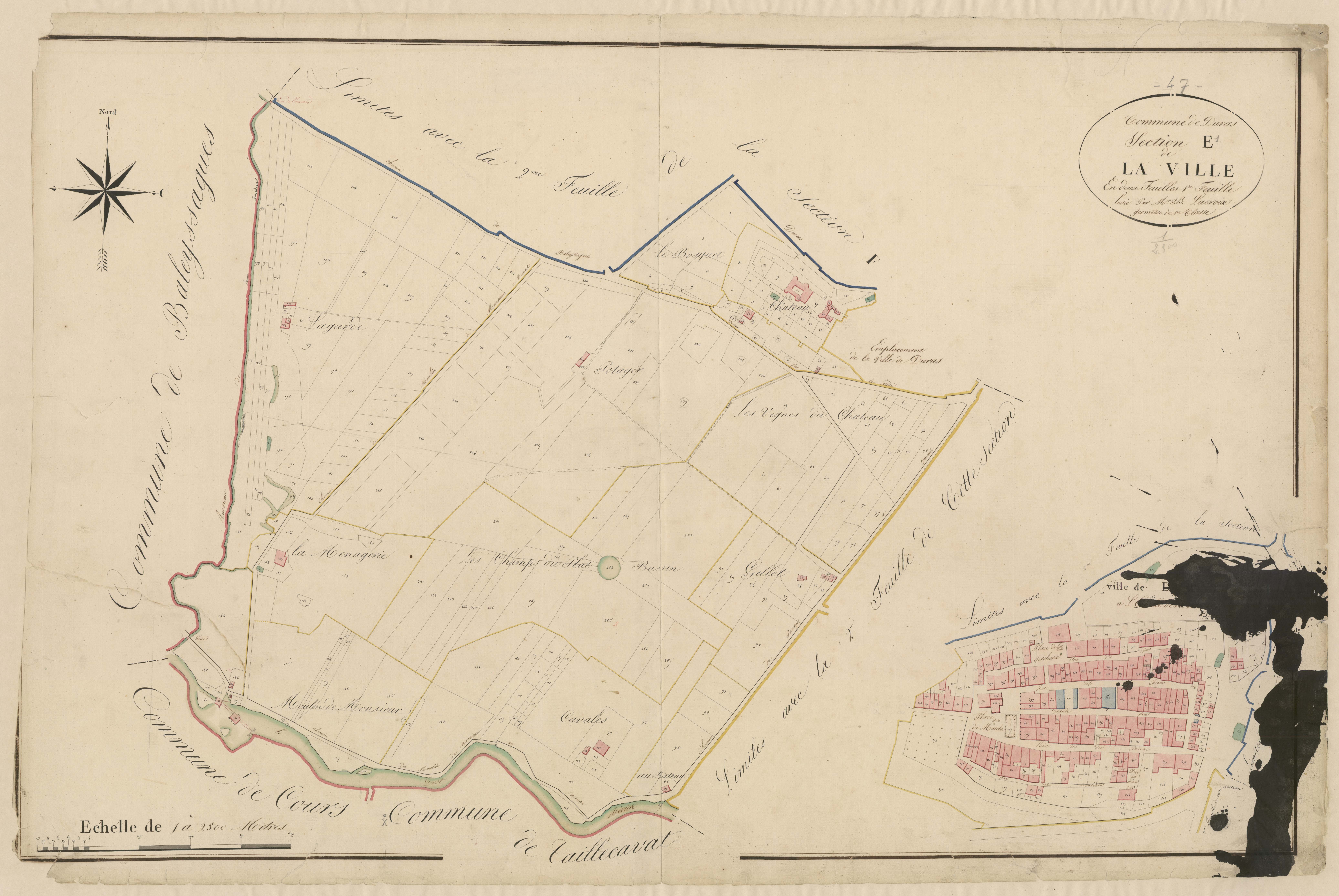 Plan napoléonien, atlas-E1 La Ville, Duras