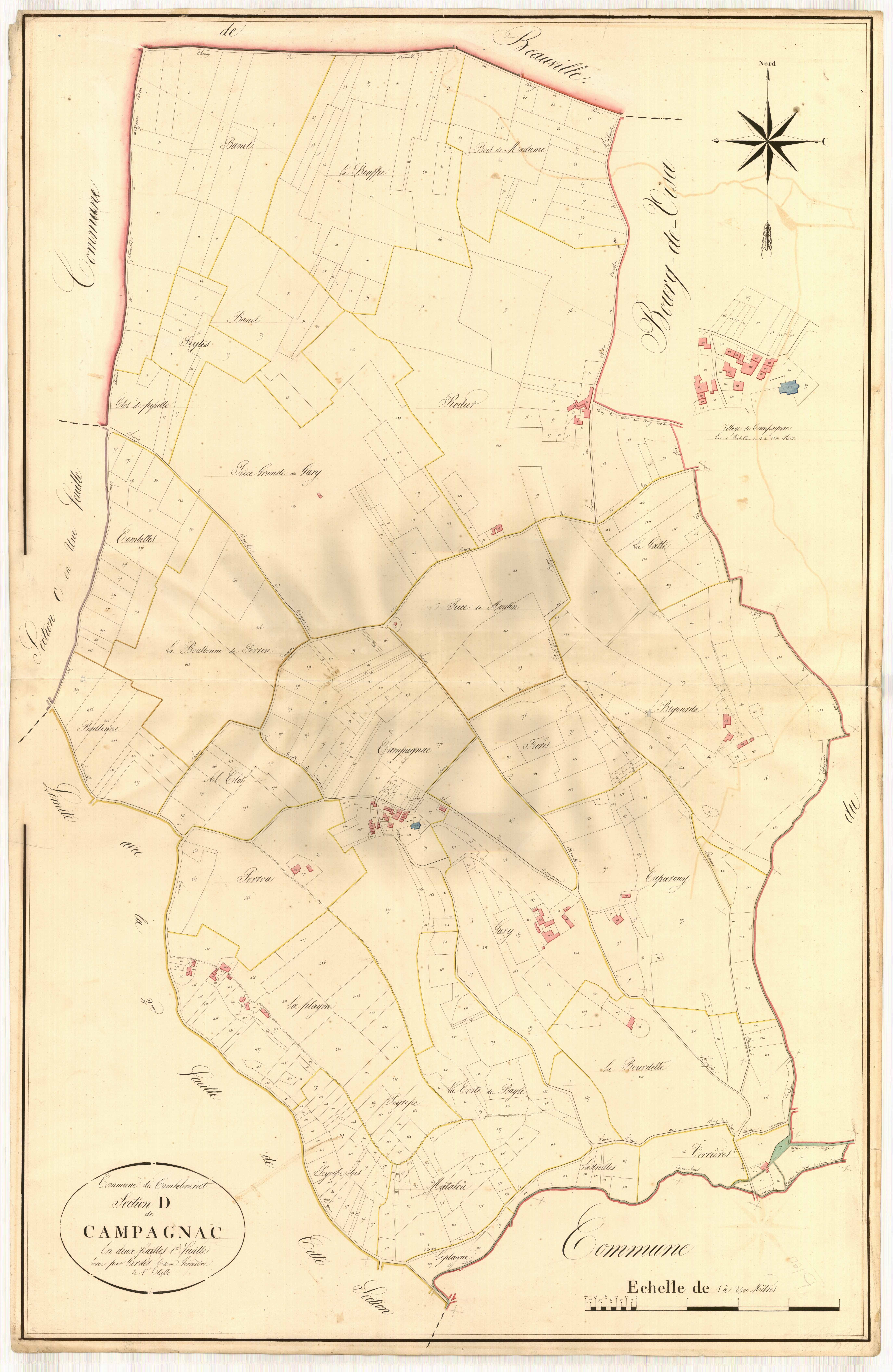 Plan napoléonien, atlas-D1 Campagnac, Combebonnet (voir Engayrac)
