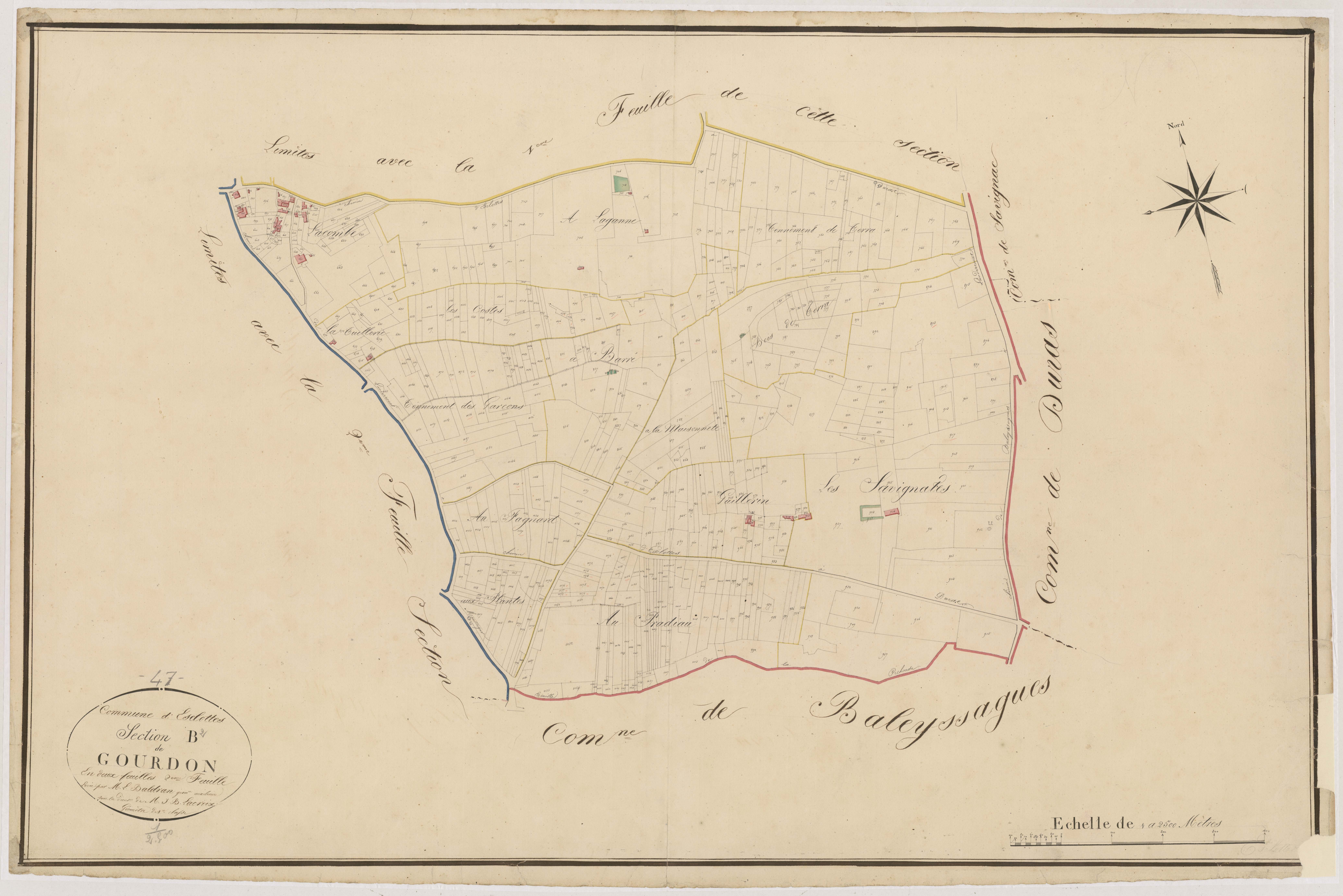 Plan napoléonien, atlas-B2 Gourdon, Esclottes