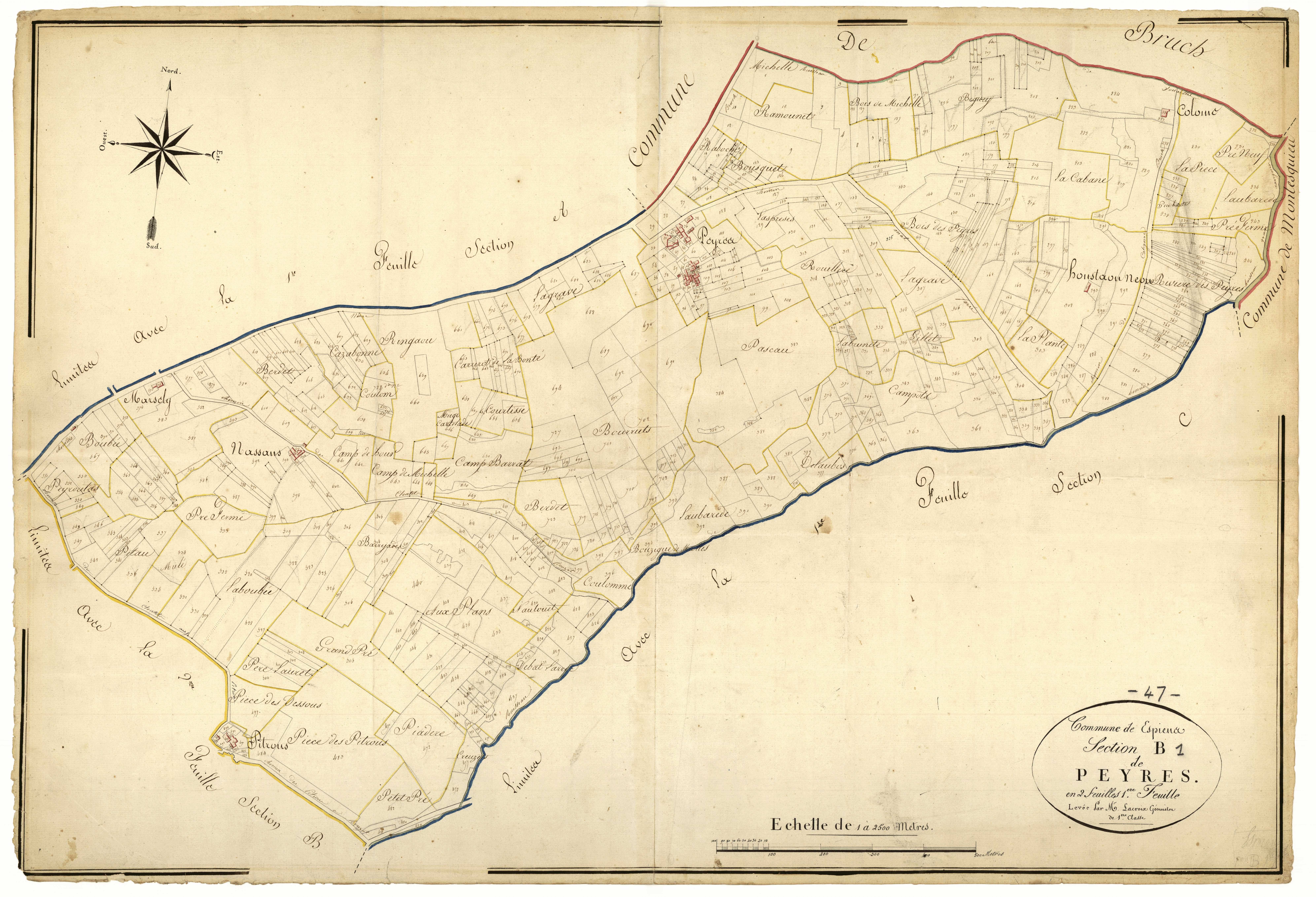 Plan napoléonien, atlas-B1 Peyres, Espiens