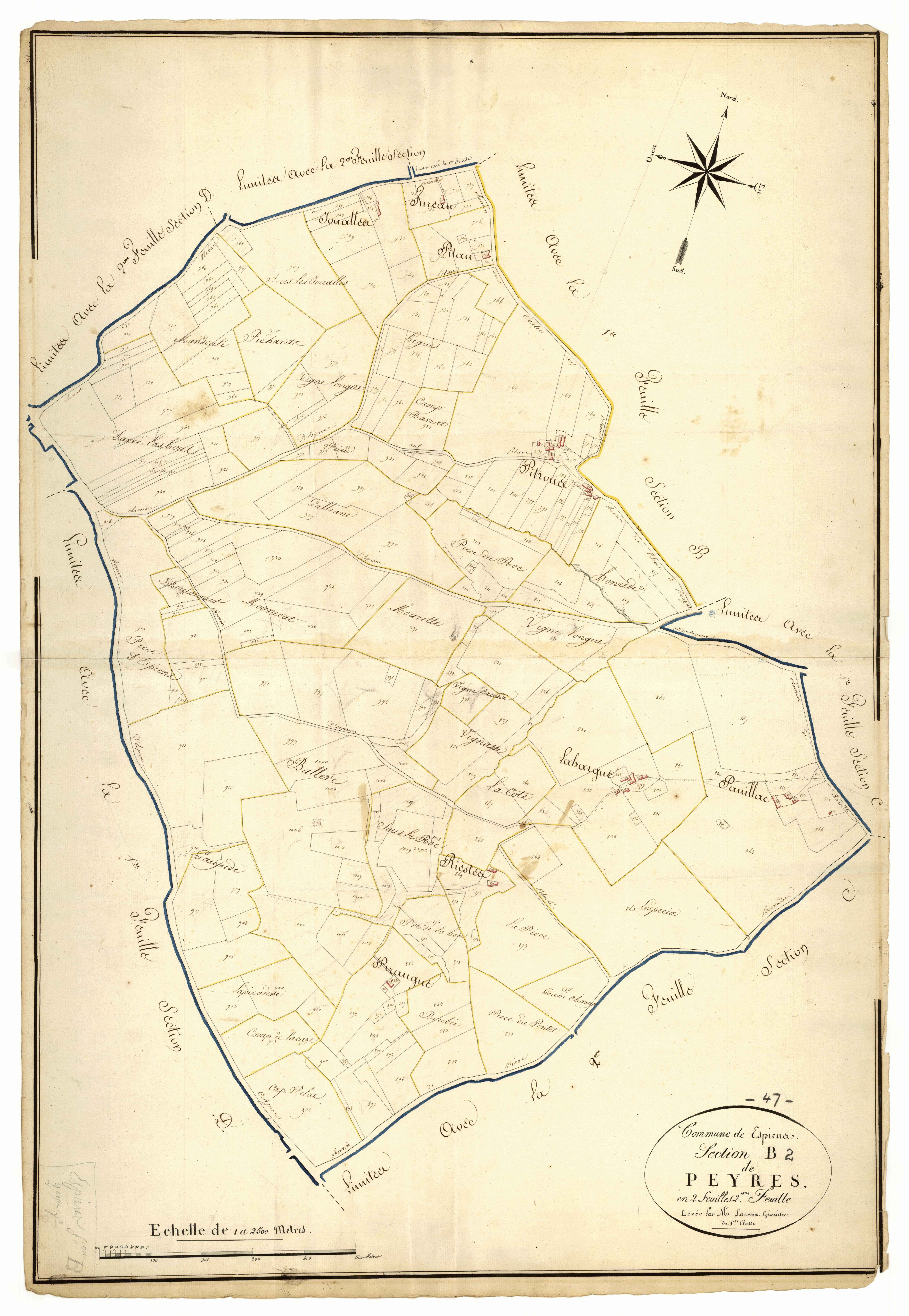 Plan napoléonien, atlas-B2 Peyres, Espiens