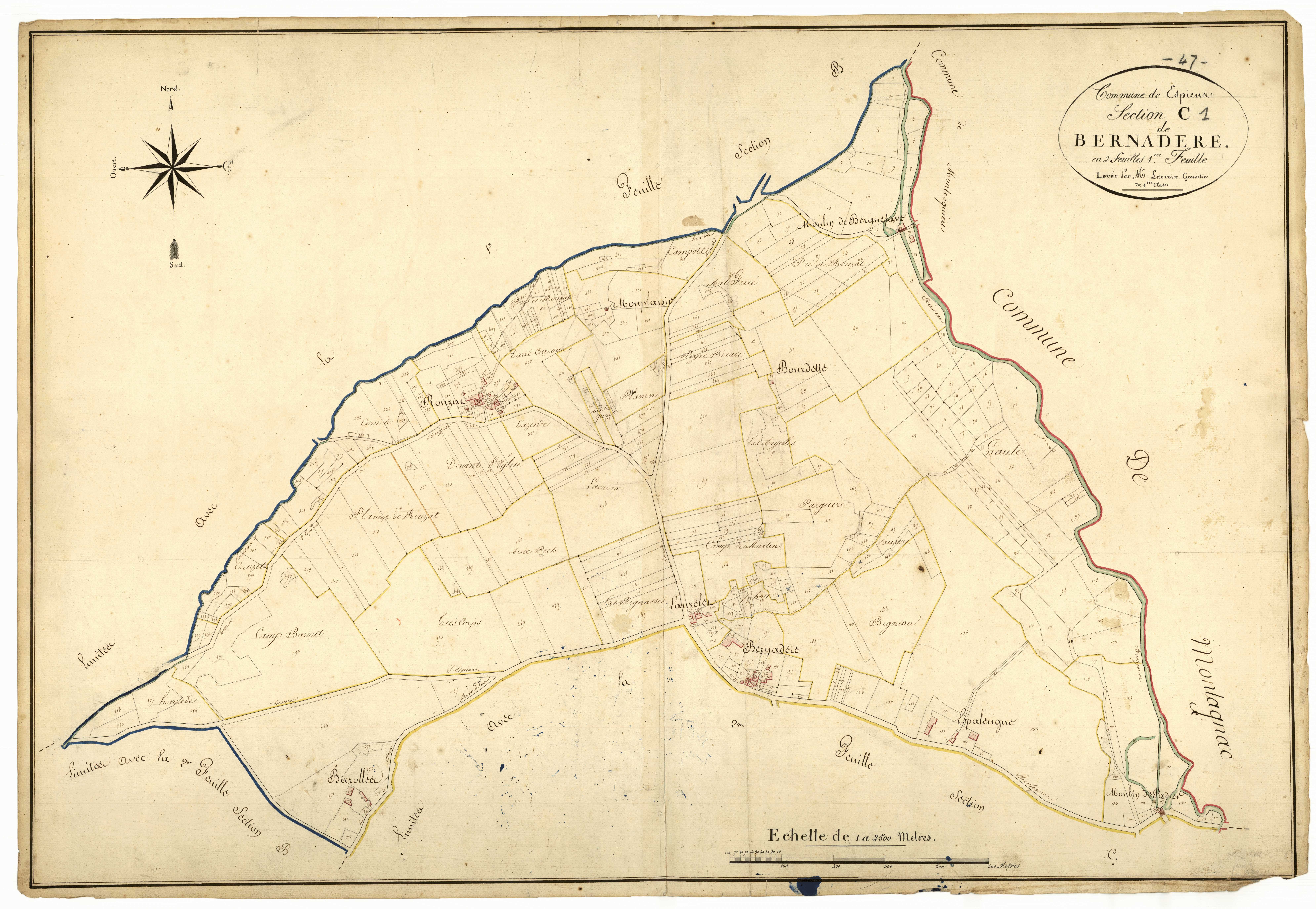 Plan napoléonien, atlas-C1 Bernadère, Espiens