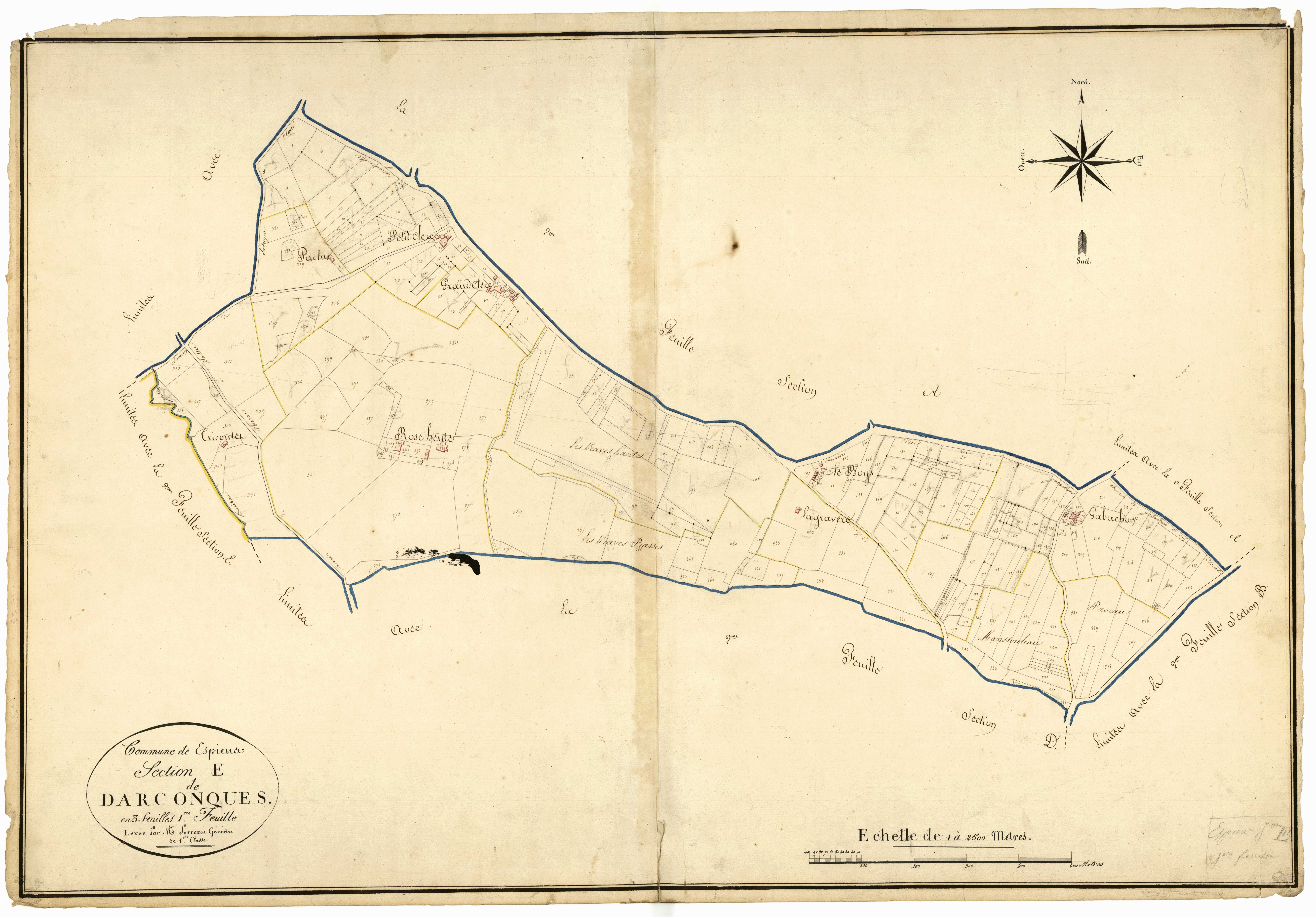 Plan napoléonien, atlas-E1 Darconques, Espiens