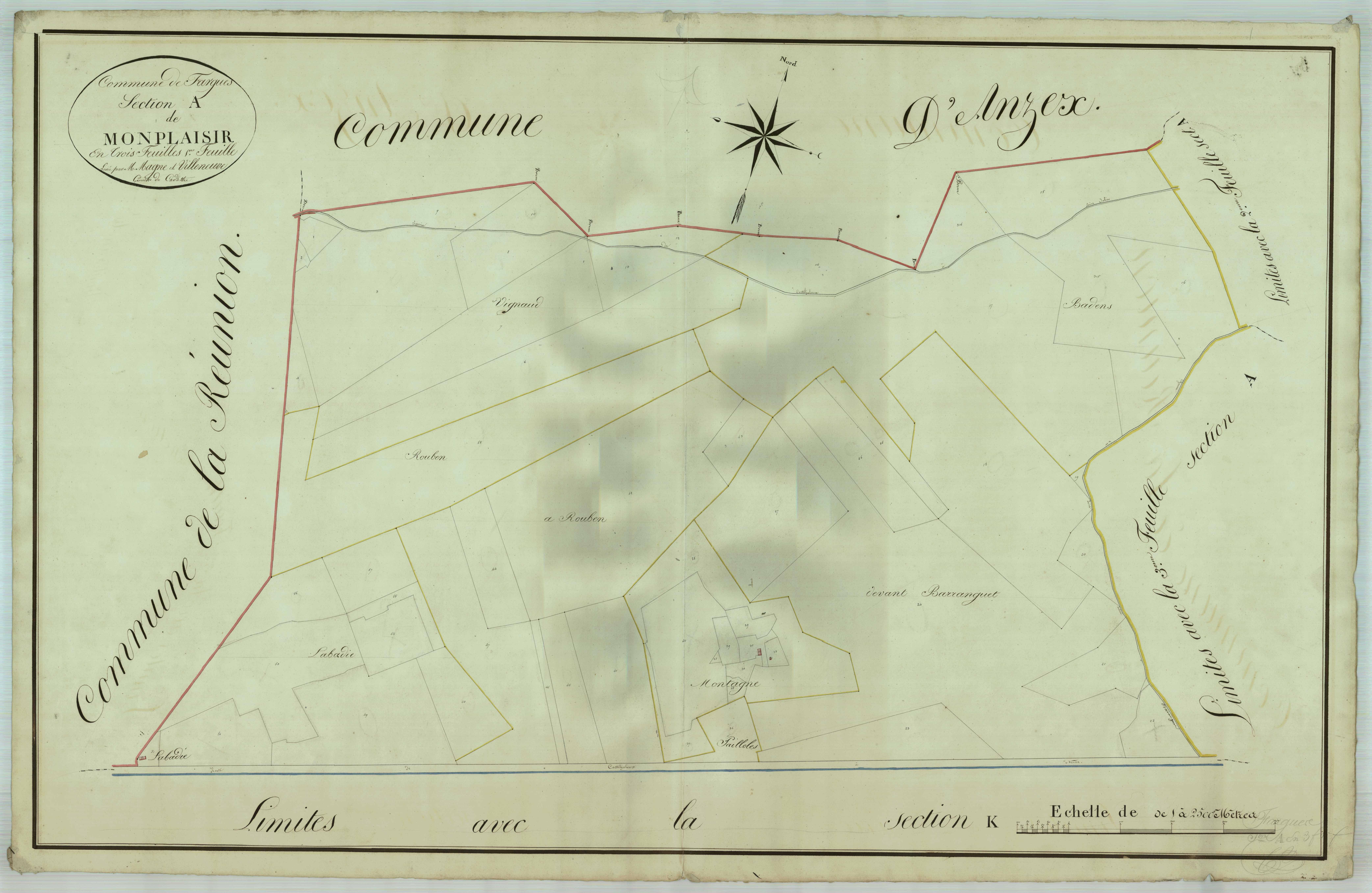 Plan napoléonien, atlas-A1 Monplaisir, Fargues-sur-Ourbise