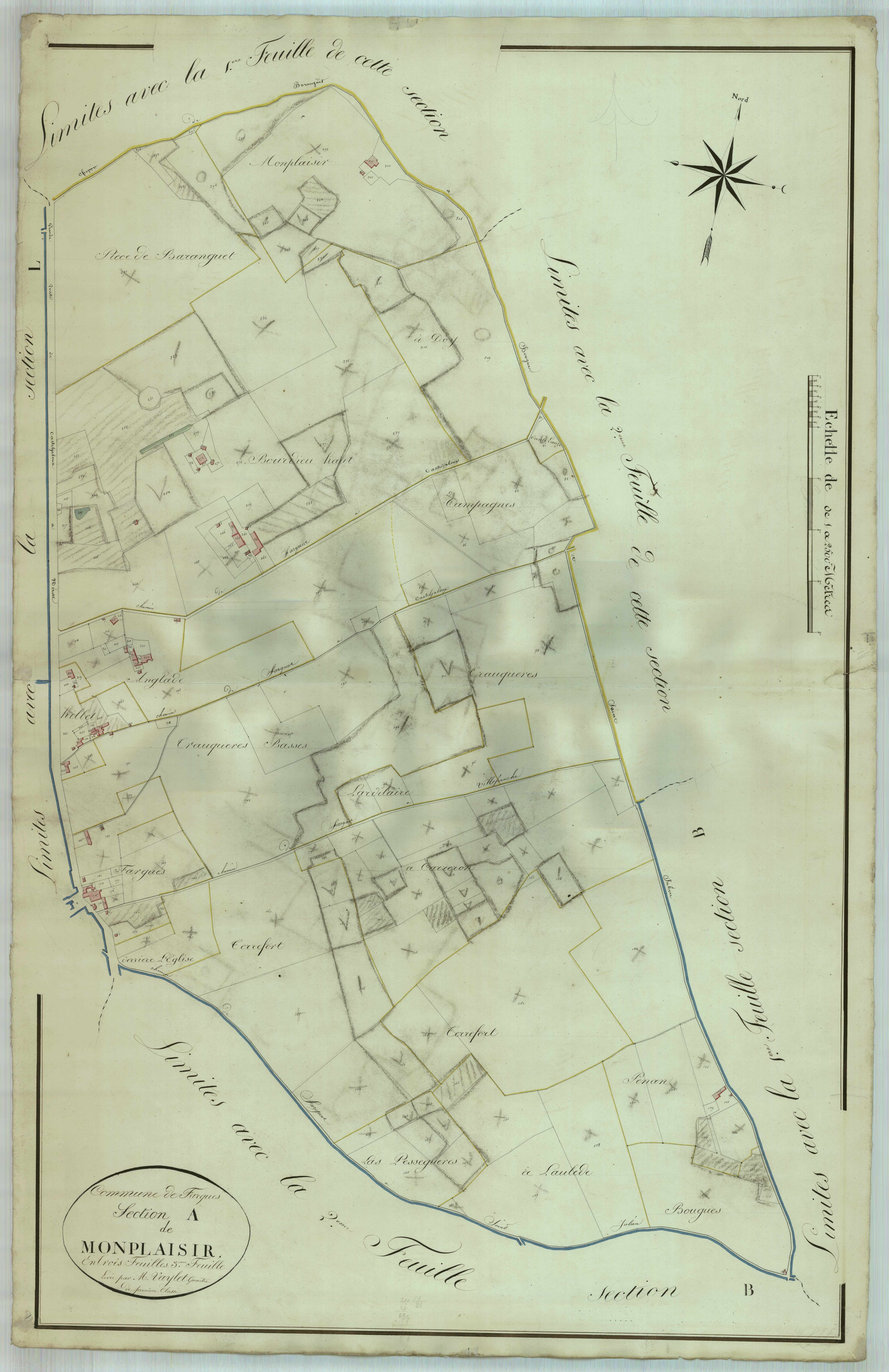 Plan napoléonien, atlas-A3 Monplaisir, Fargues-sur-Ourbise