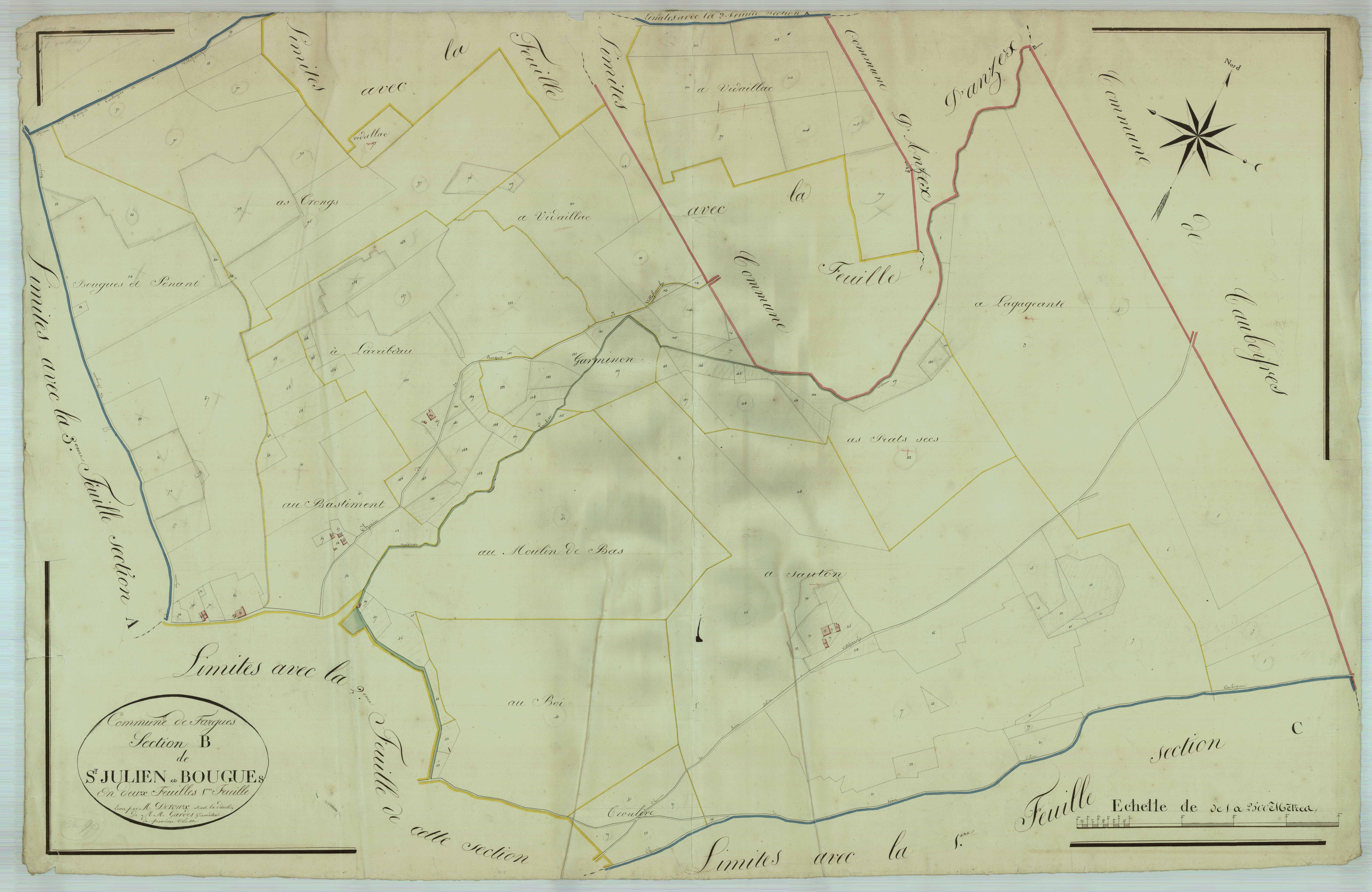 Plan napoléonien, atlas-B1 Saint-Julien et Bougues, Fargues-sur-Ourbise