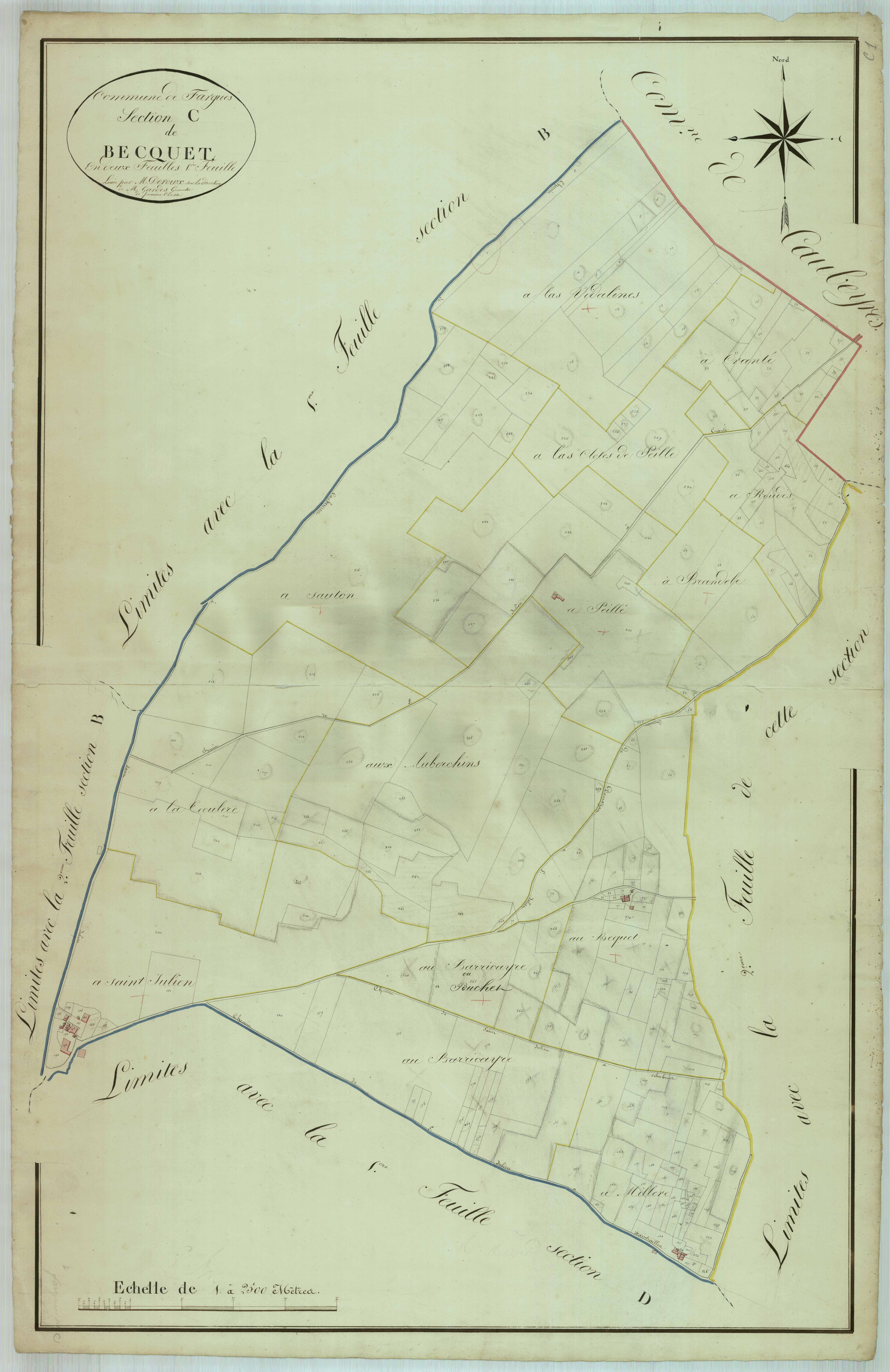Plan napoléonien, atlas-C1 Le Becquet, Fargues-sur-Ourbise
