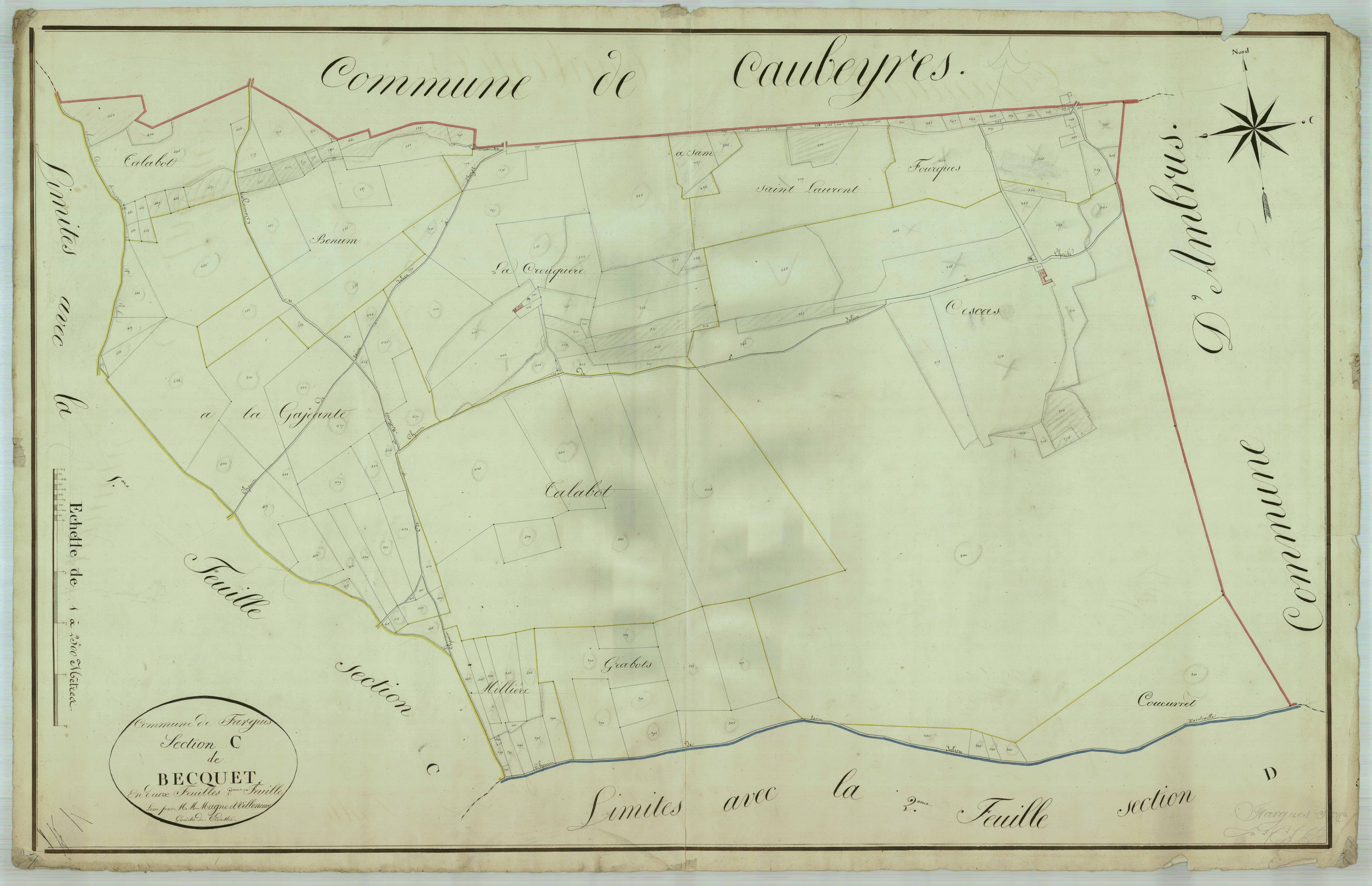 Plan napoléonien, atlas-C2 Le Becquet, Fargues-sur-Ourbise
