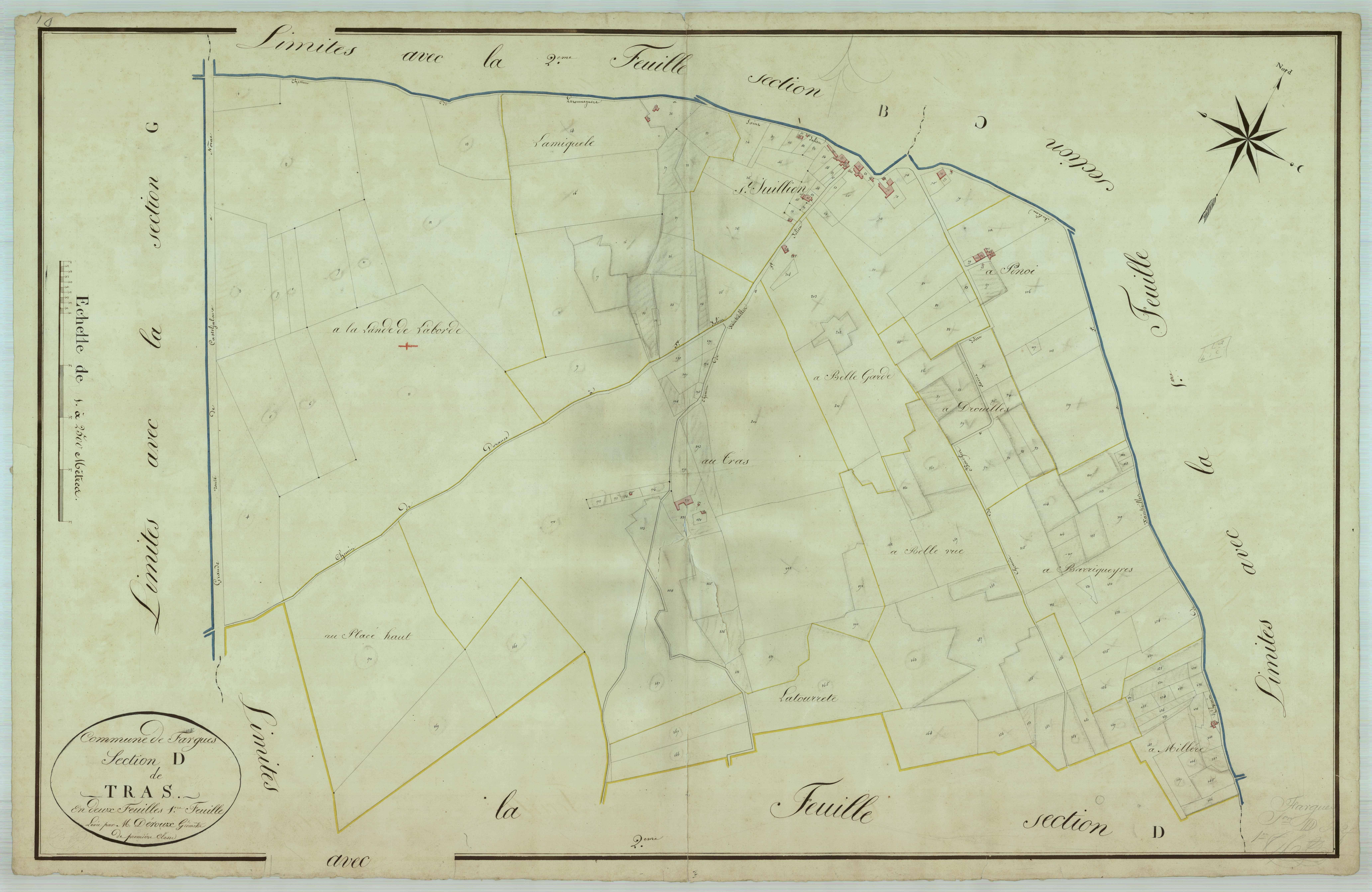 Plan napoléonien, atlas-D1 Le Tras, Fargues-sur-Ourbise
