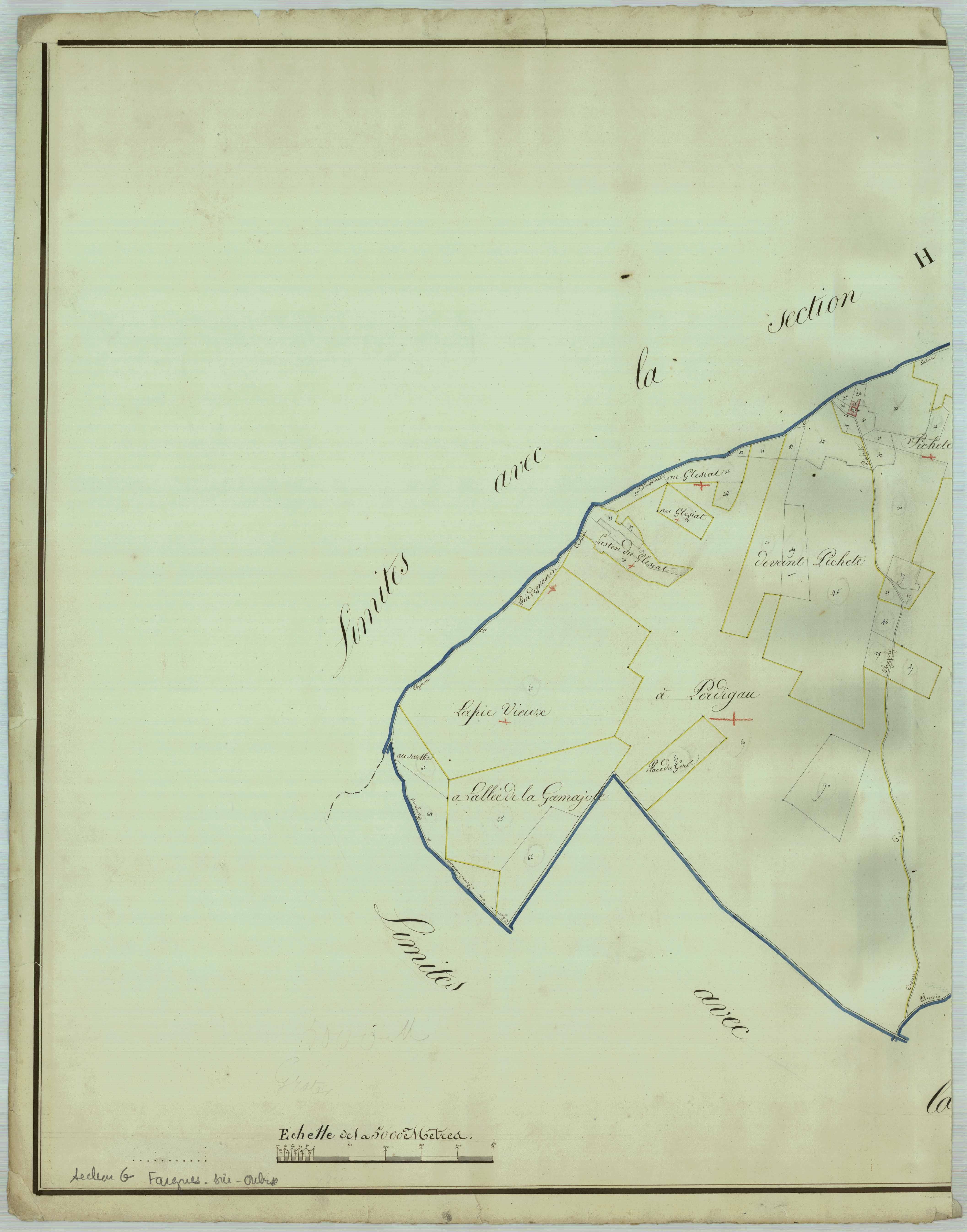 Plan napoléonien, atlas-G Le Plassot, Fargues-sur-Ourbise