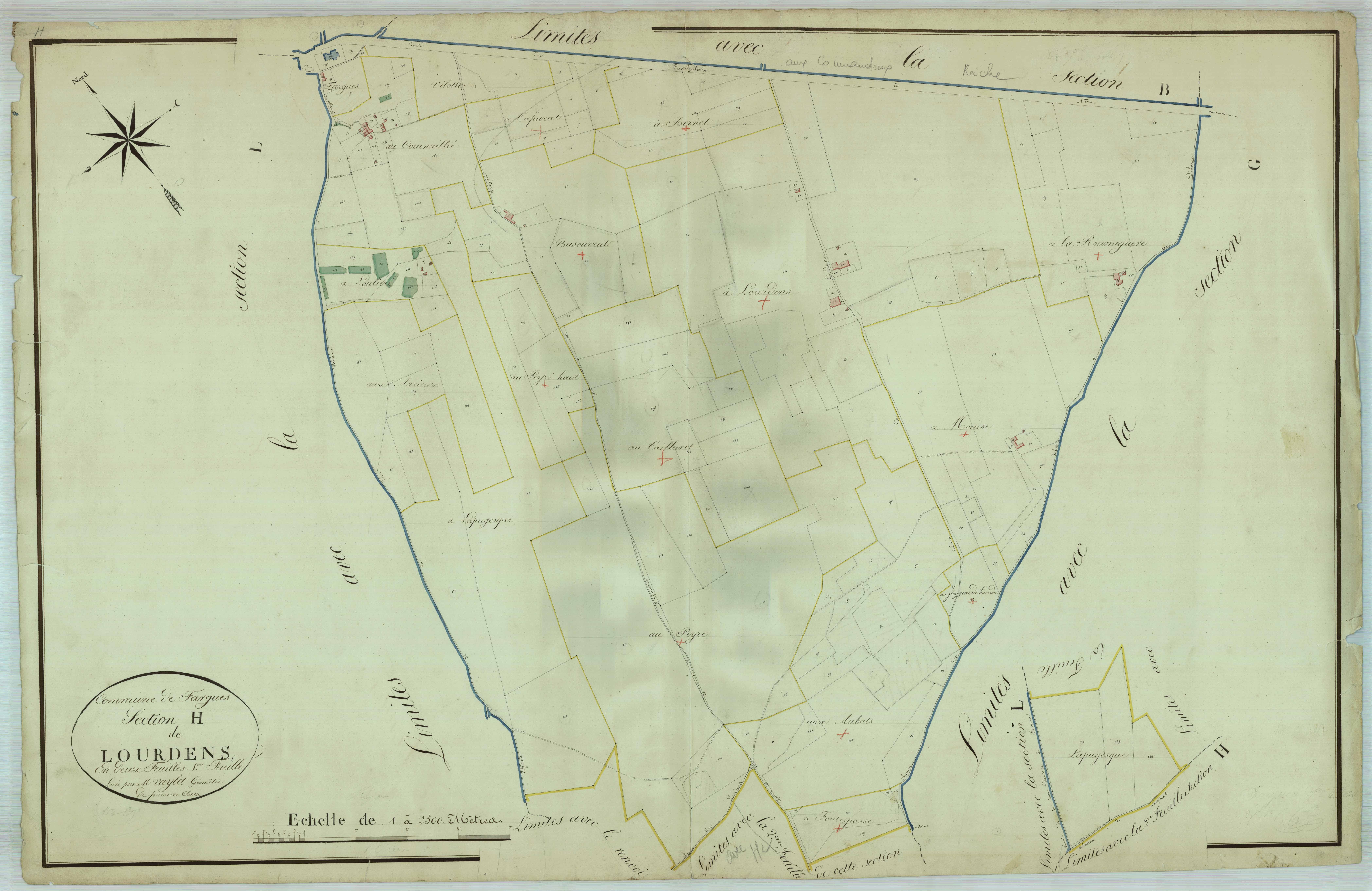 Plan napoléonien, atlas-H1 Lourdens, Fargues-sur-Ourbise