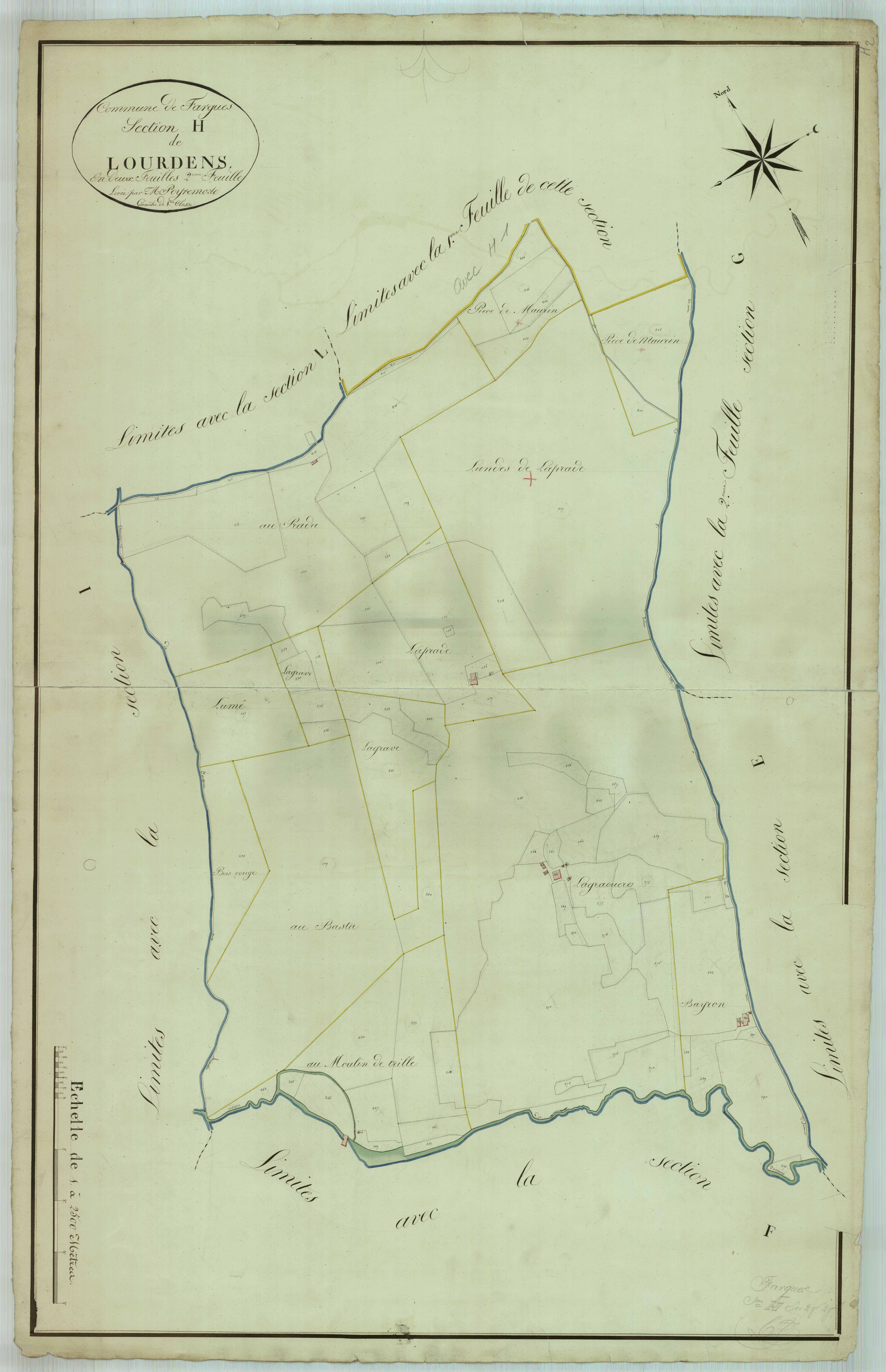 Plan napoléonien, atlas-H2 Lourdens, Fargues-sur-Ourbise