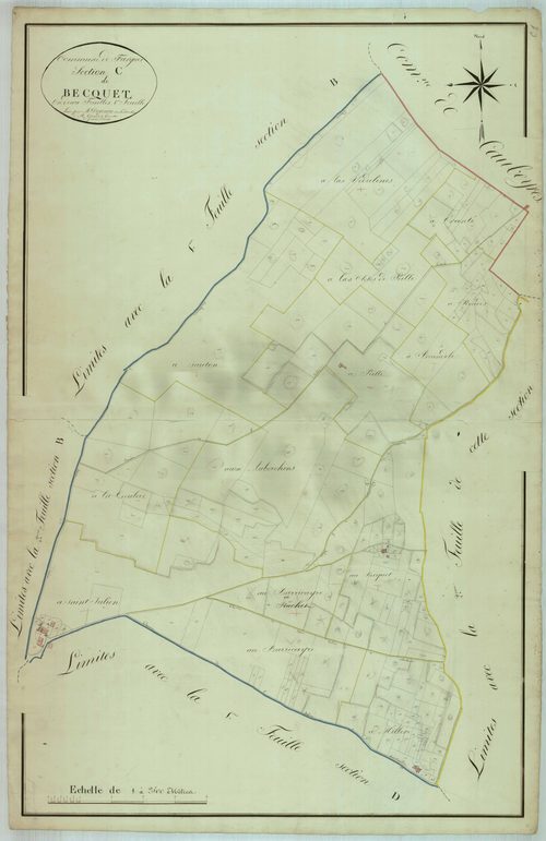 Plan napoléonien, atlas-C1 Le Becquet, Fargues-sur-Ourbise