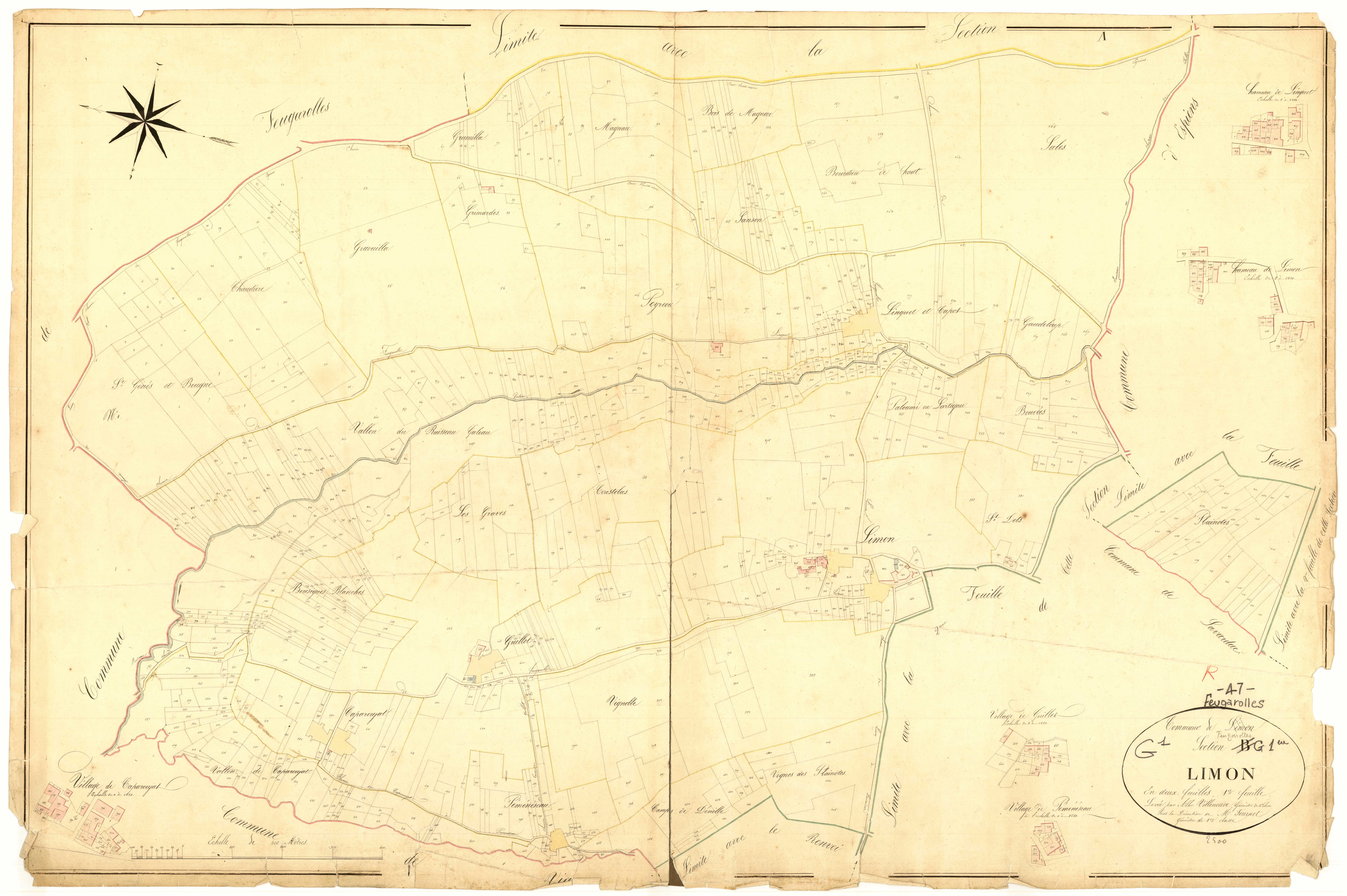 Plan napoléonien, atlas-B1 Limon, Limon (voir Feugarolles)